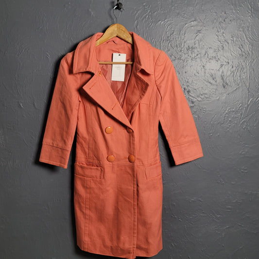 Women's Orange Denim Trench Coat