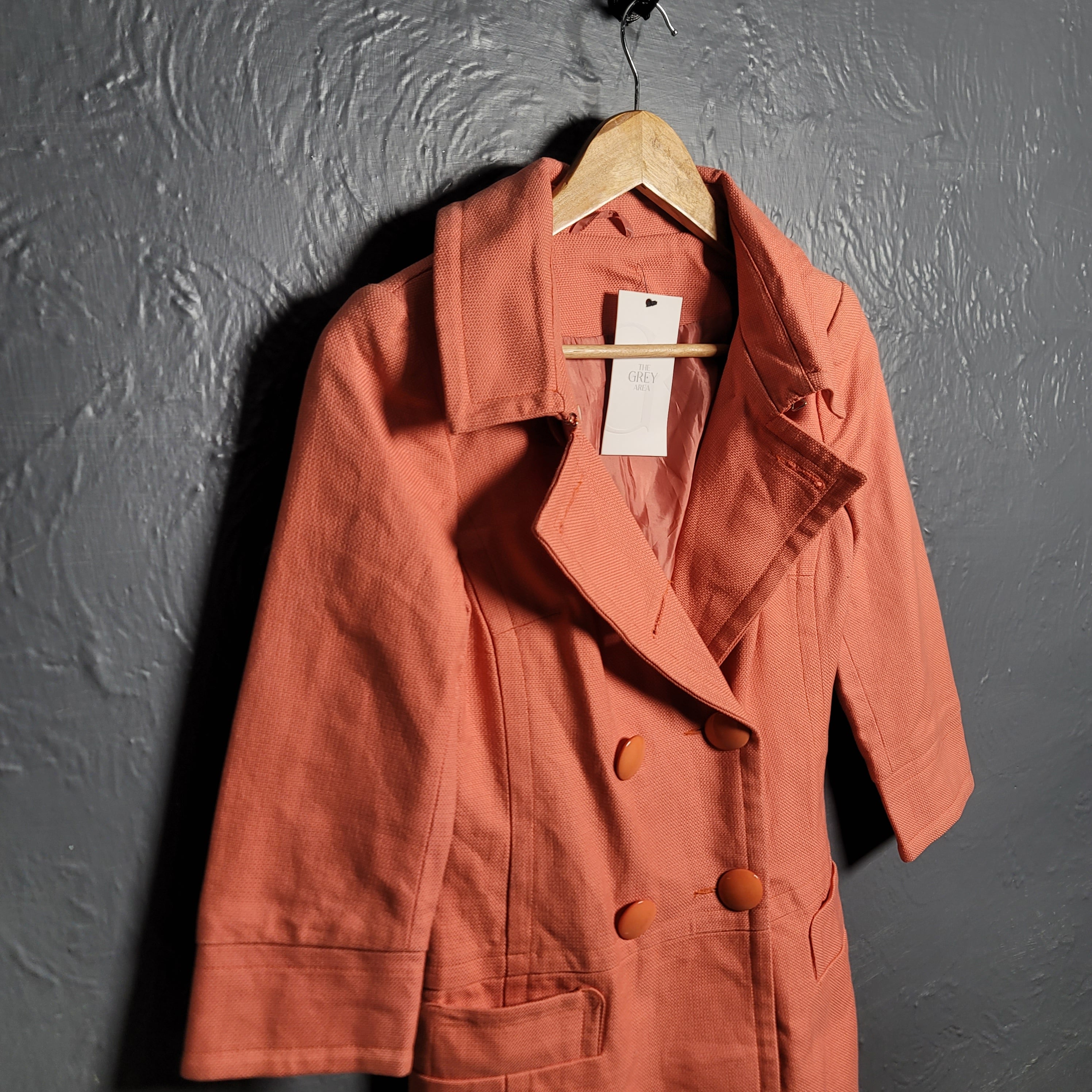 Women's Orange Denim Trench Coat