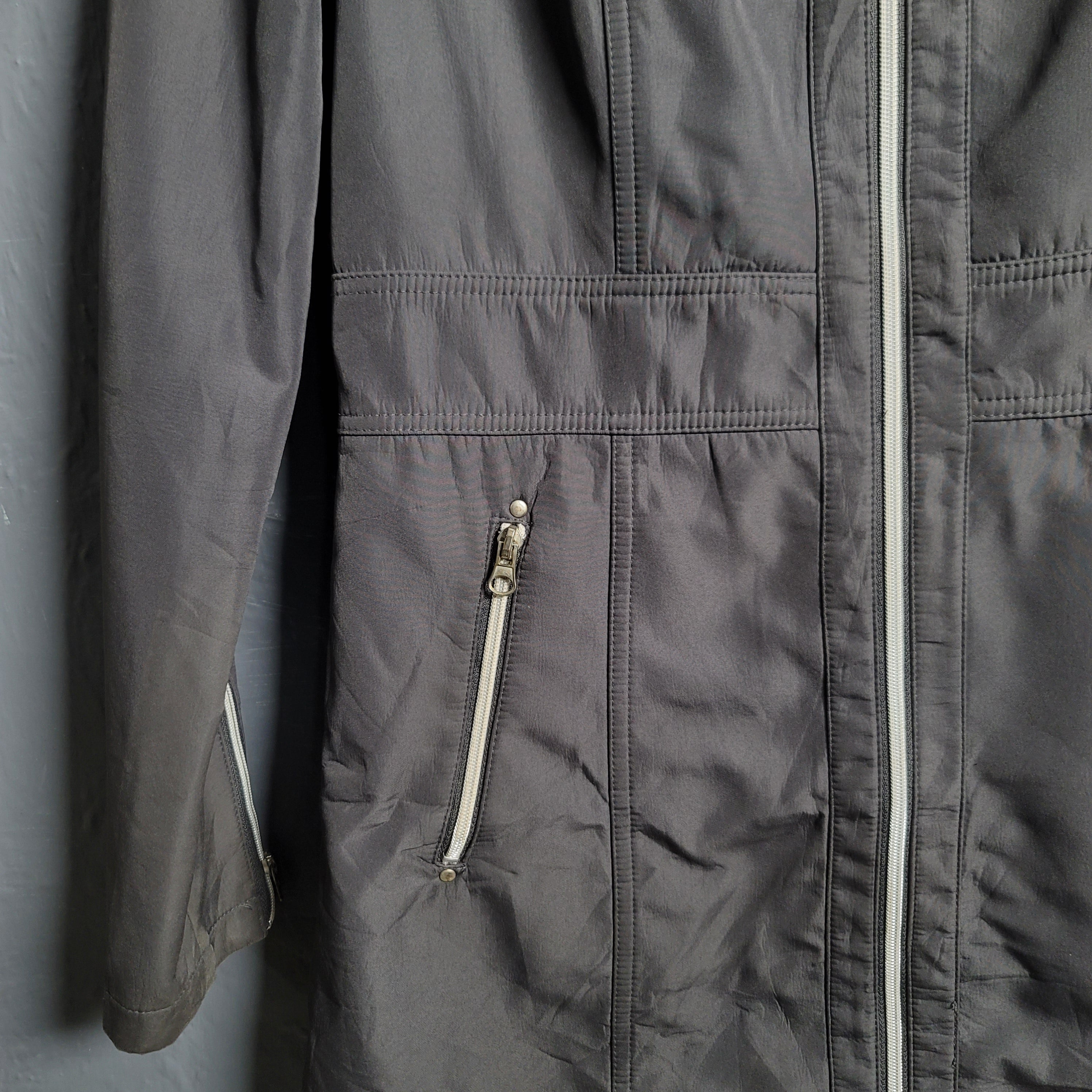 Women's Greyish Silver Soft shell Hooded Long Jacket