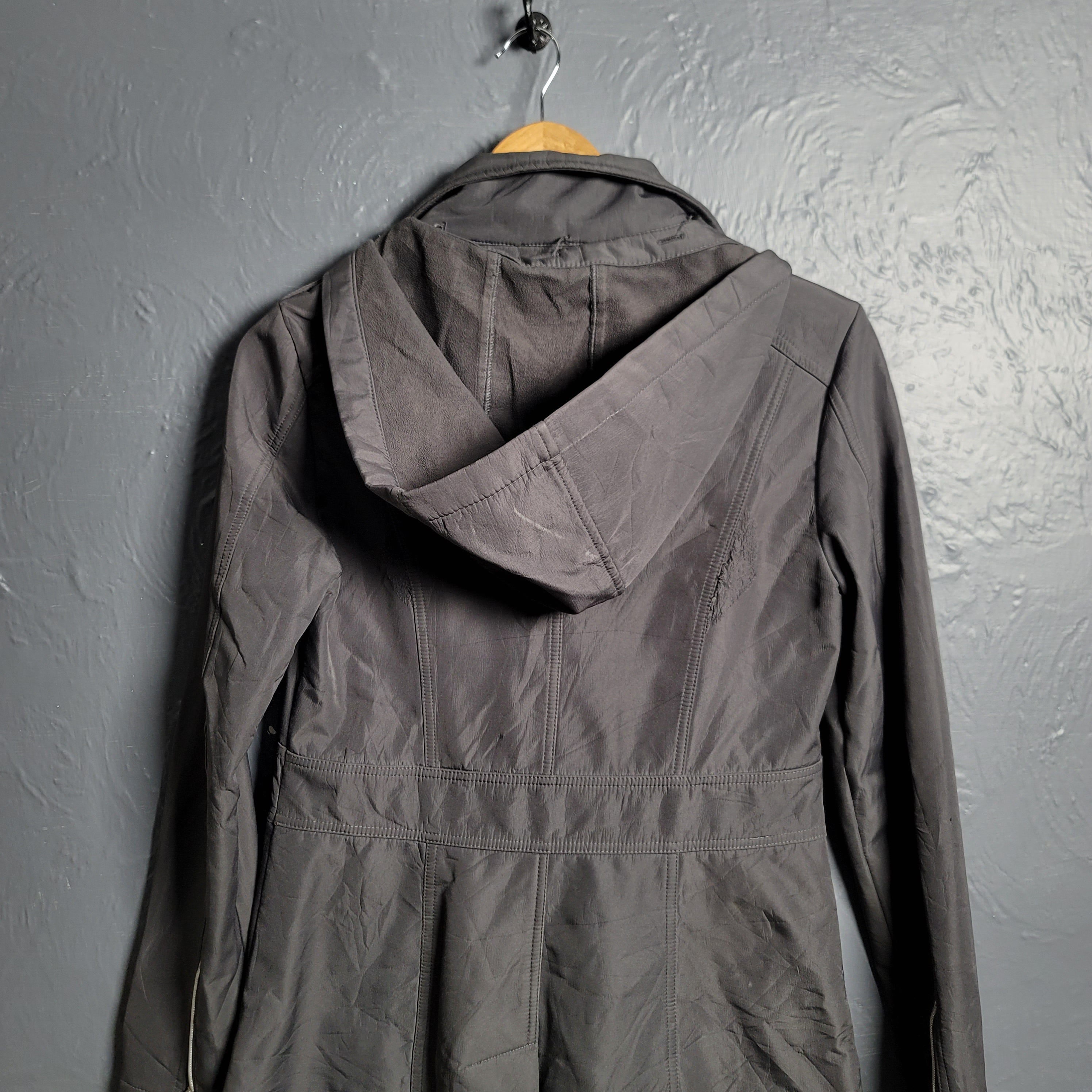 Women's Greyish Silver Soft shell Hooded Long Jacket