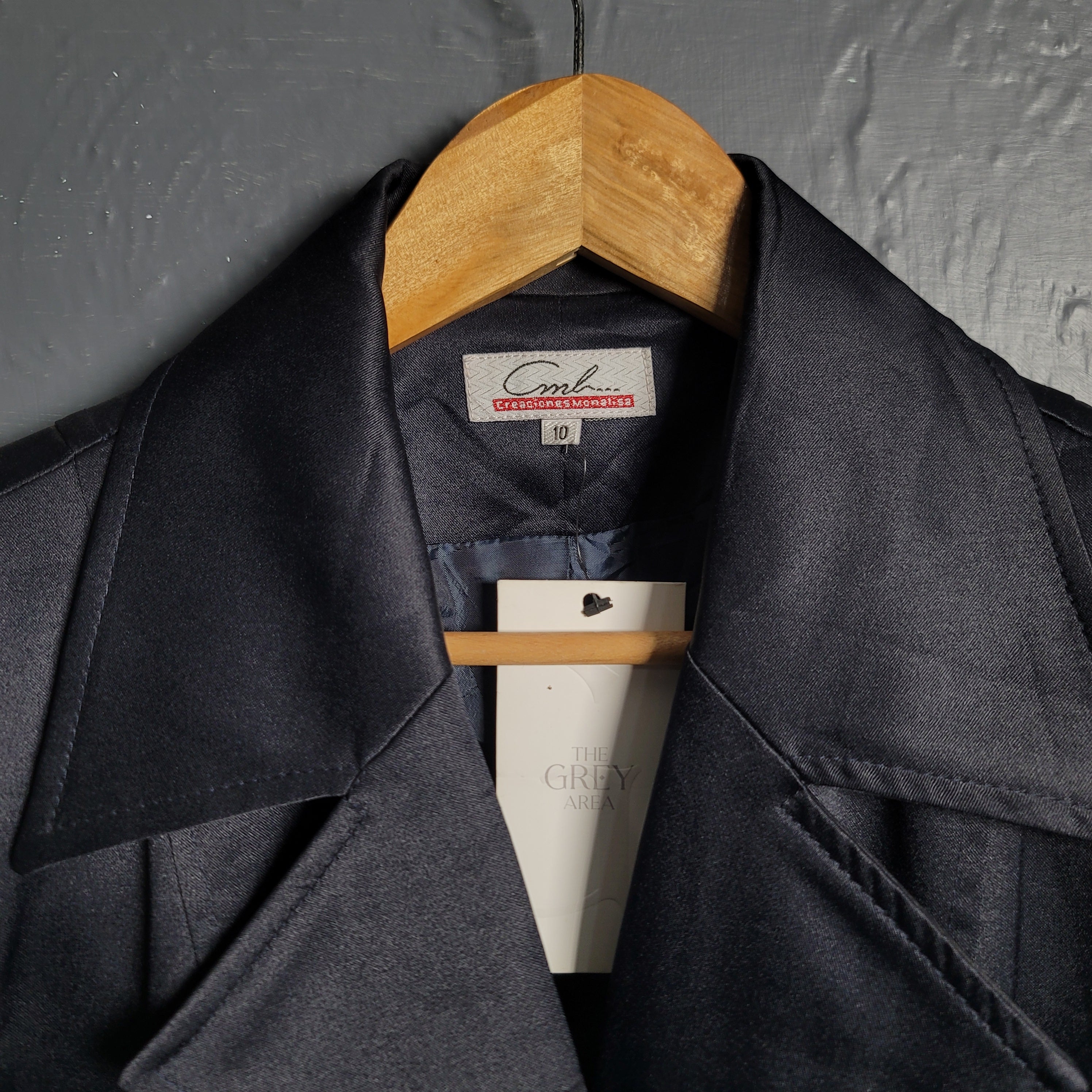 Women's Dark Navy Blue Satin Shiny Trench Coat