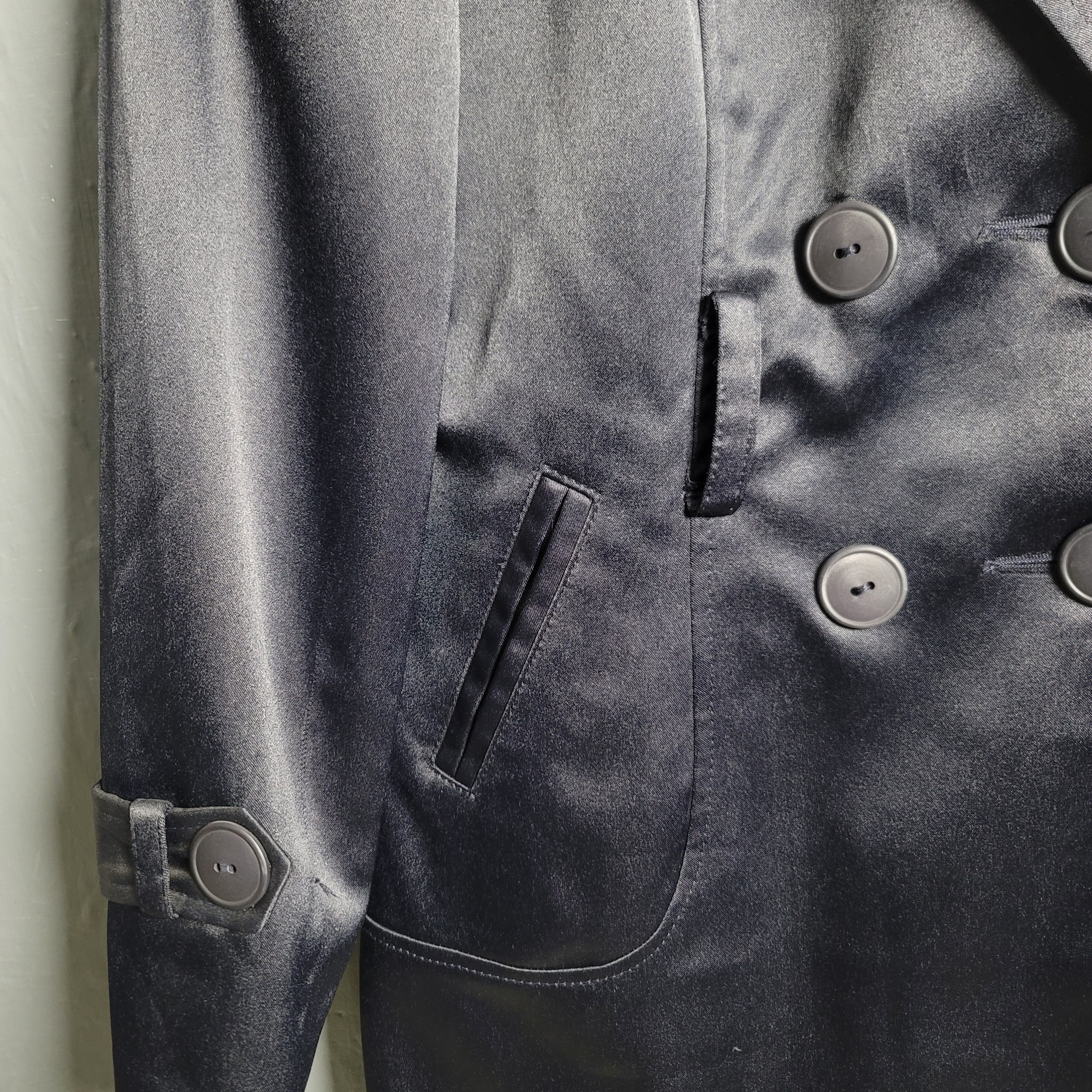 Women's Dark Navy Blue Satin Shiny Trench Coat