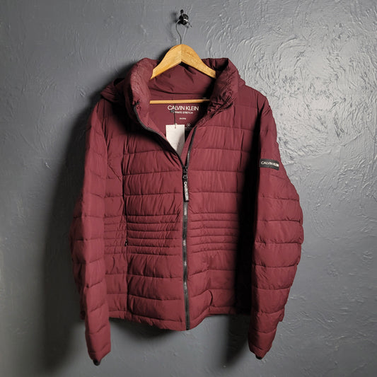 CalvinKlein Burgundy Cross Lightweight Puffer Jacket (Unisex)