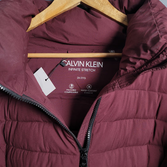 CalvinKlein Burgundy Cross Lightweight Puffer Jacket (Unisex)