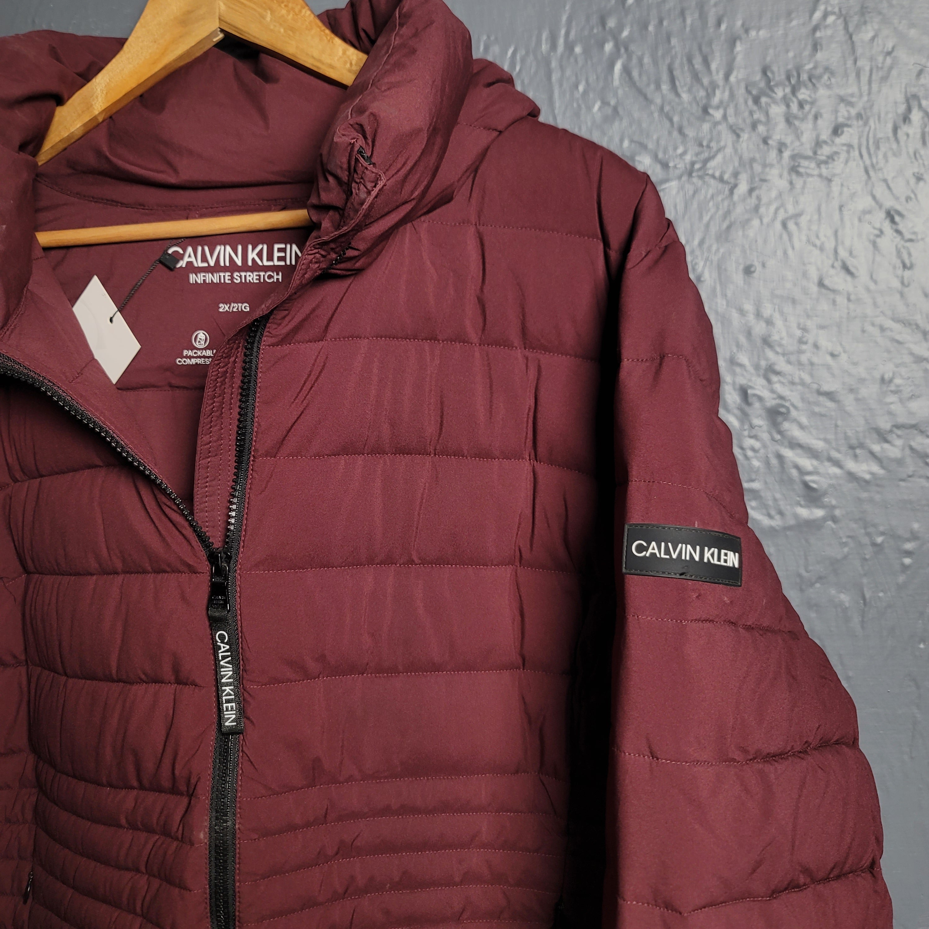 CalvinKlein Burgundy Cross Lightweight Puffer Jacket (Unisex)