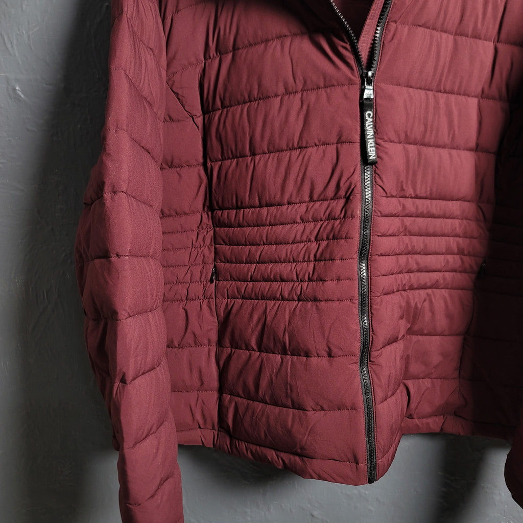 CalvinKlein Burgundy Cross Lightweight Puffer Jacket (Unisex)