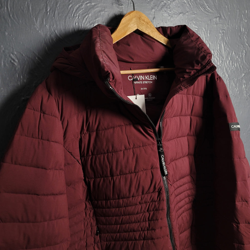 CalvinKlein Burgundy Cross Lightweight Puffer Jacket (Unisex)