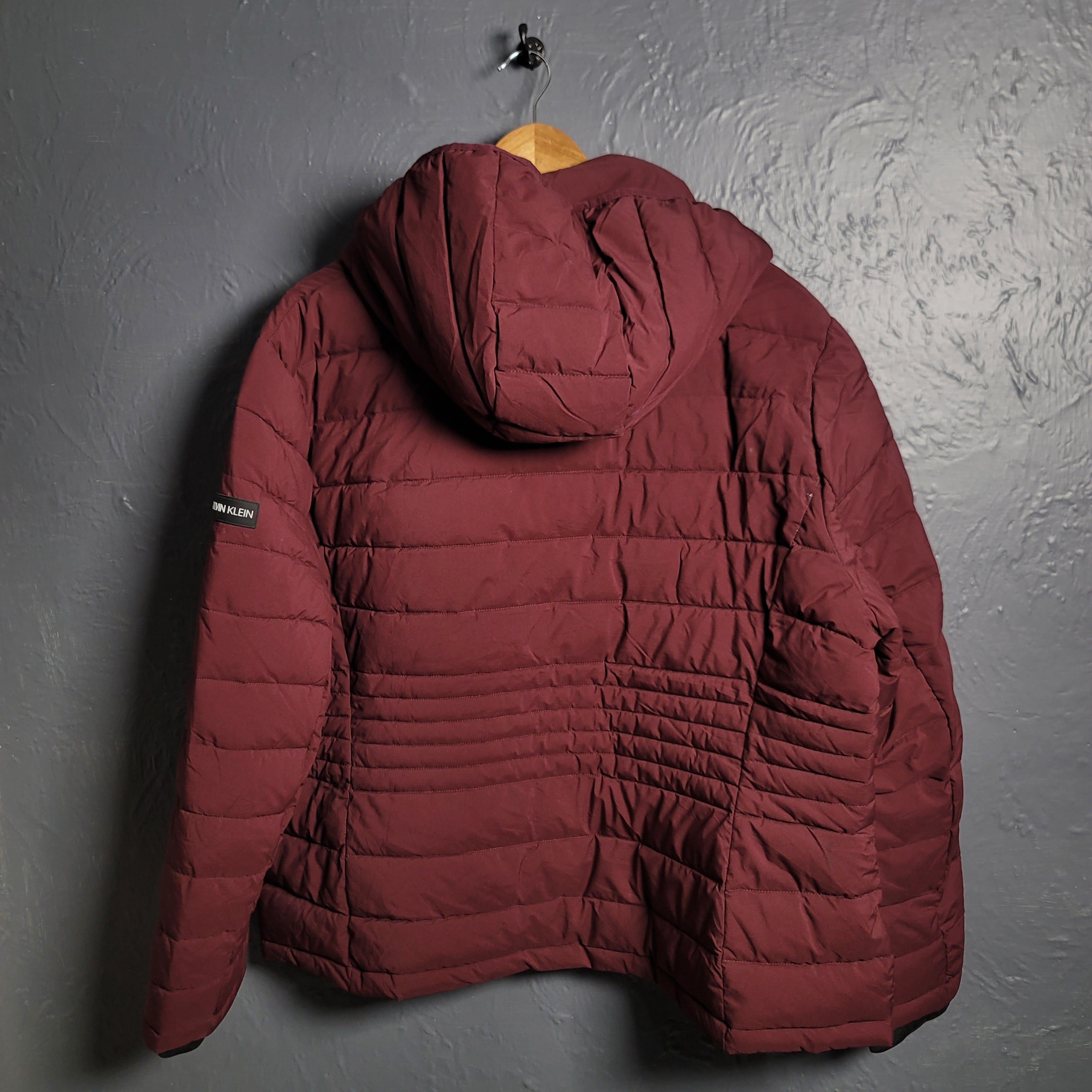 CalvinKlein Burgundy Cross Lightweight Puffer Jacket (Unisex)