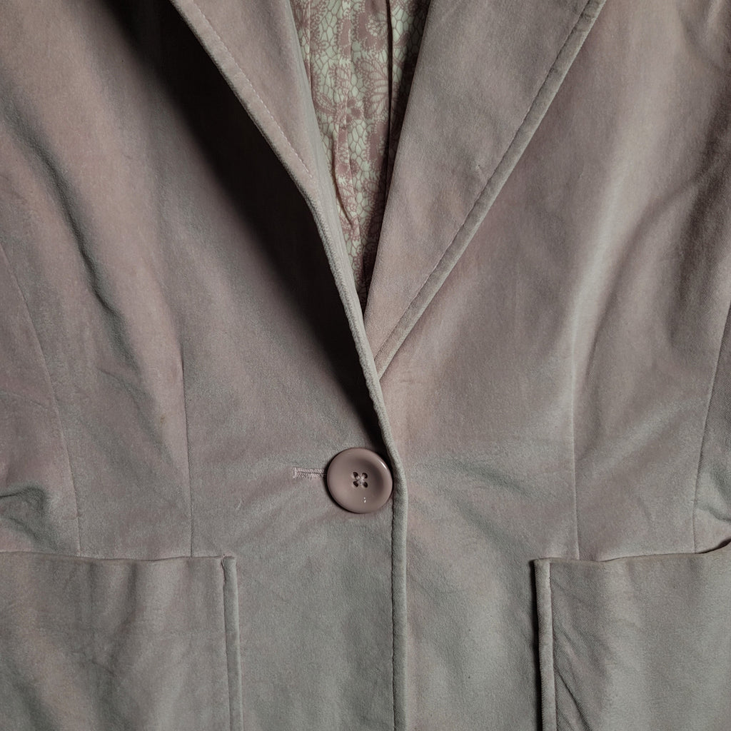 Women's GAP Long Sleeve One Button Notch Collared Pink Velvet Blazer Jacket