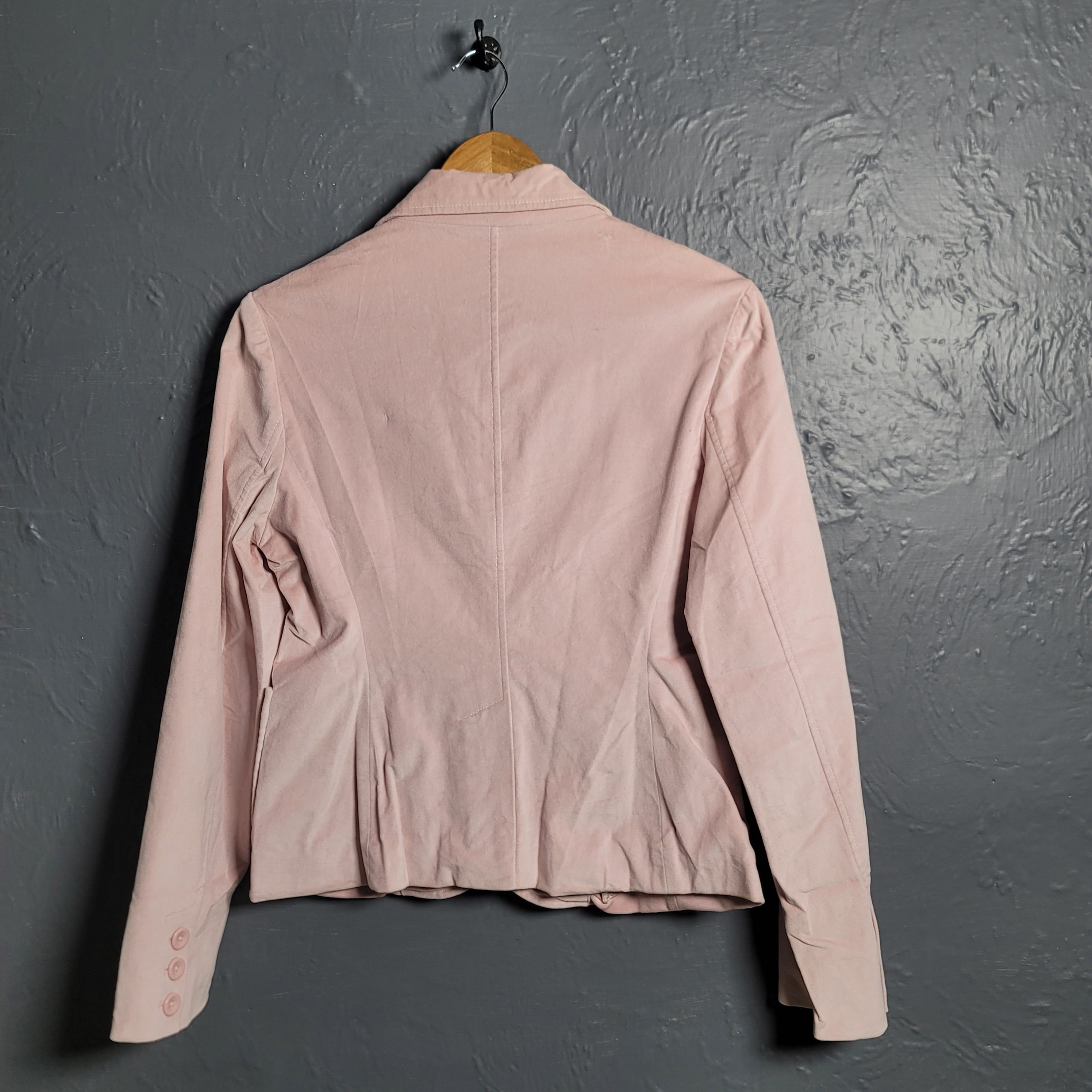 Women's GAP Long Sleeve One Button Notch Collared Pink Velvet Blazer Jacket