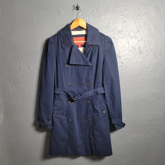 Women's Mango Classic Navy Trench Coat With Belt