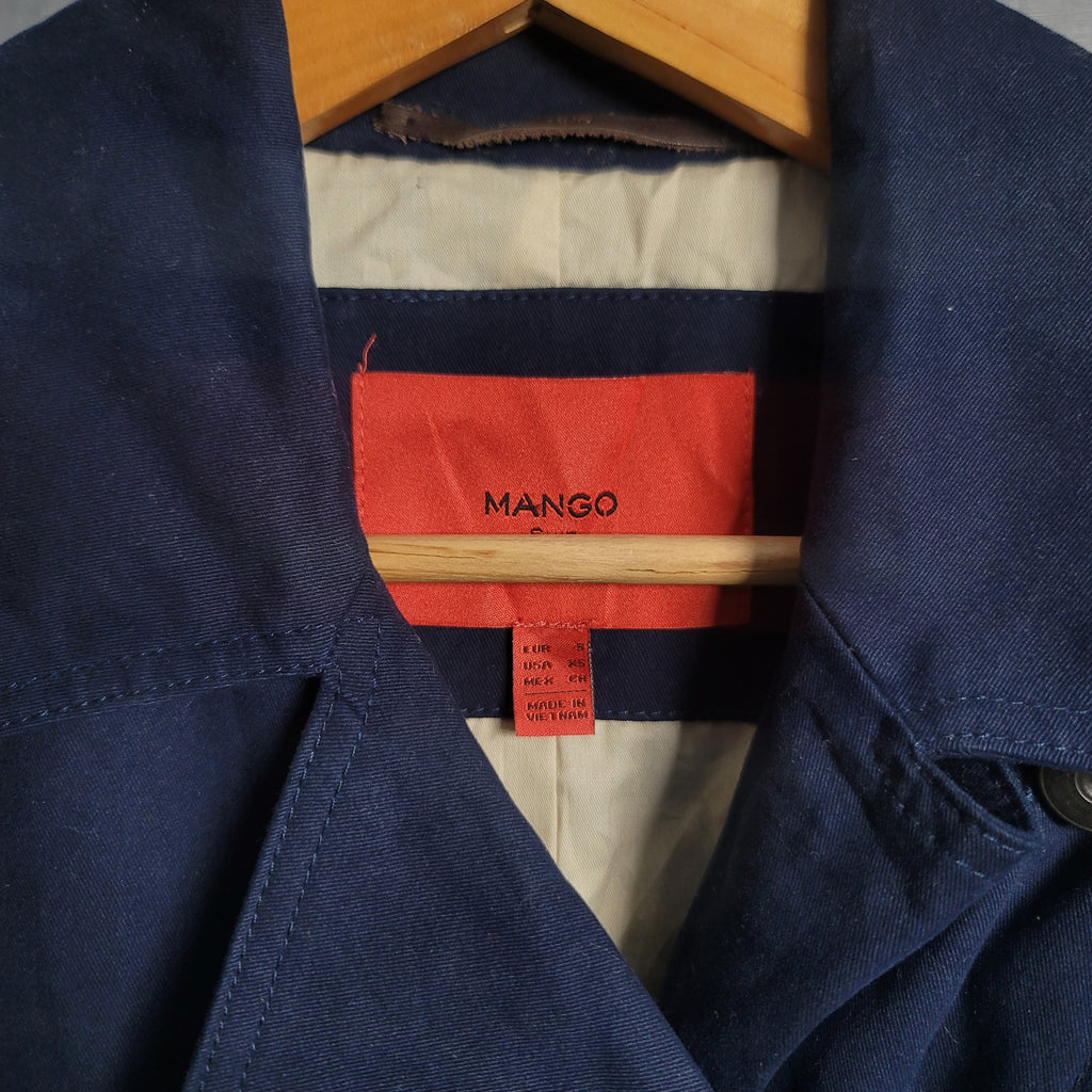 Women's Mango Classic Navy Trench Coat With Belt