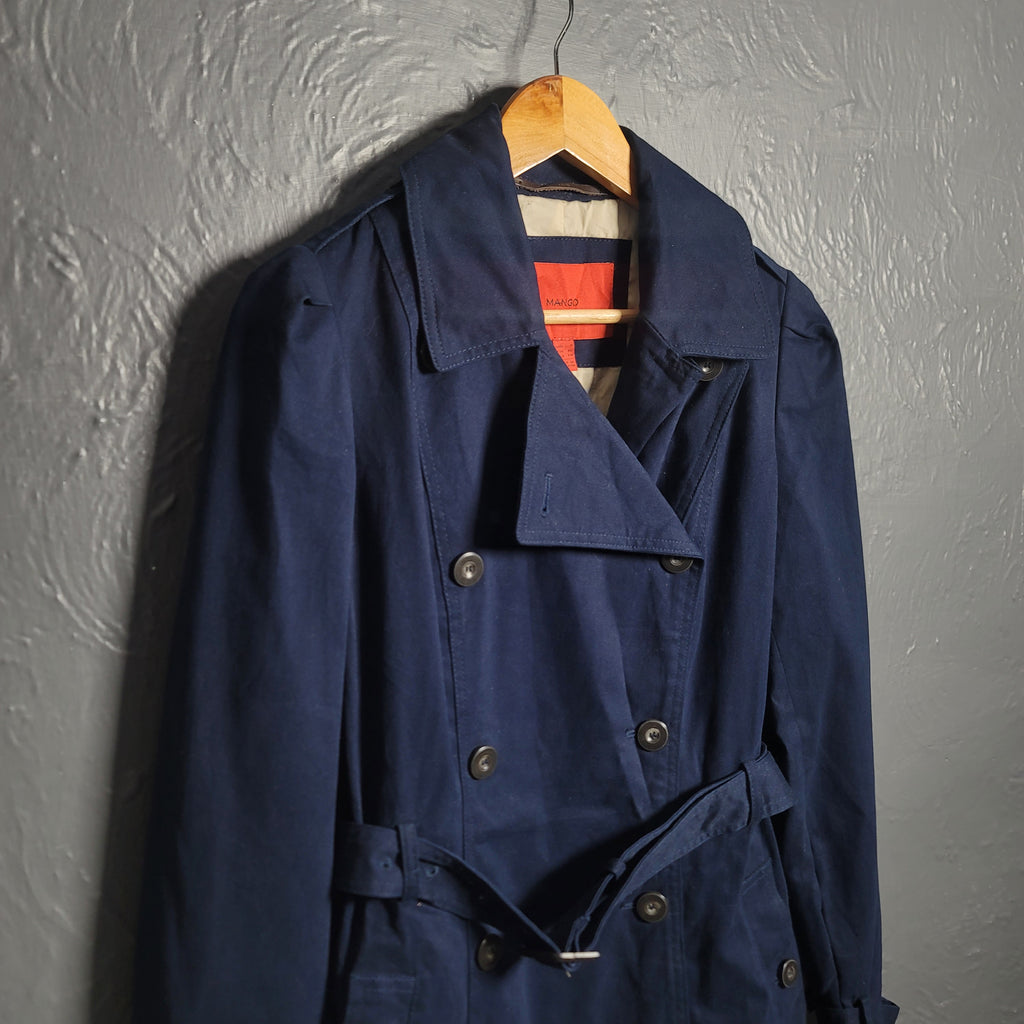 Women's Mango Classic Navy Trench Coat With Belt