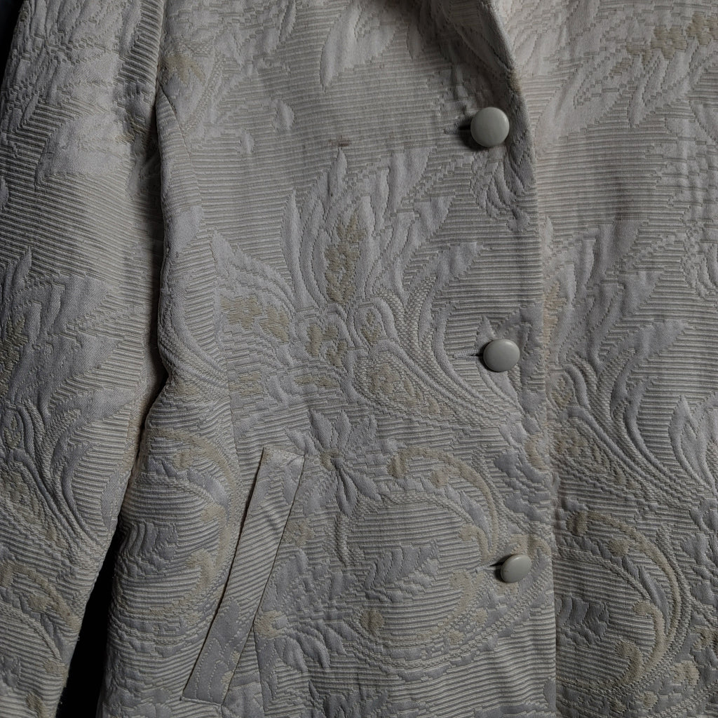 Enzo Angiolini Women's White Floral Long Sleeve Button Front Slash Pocket Coat