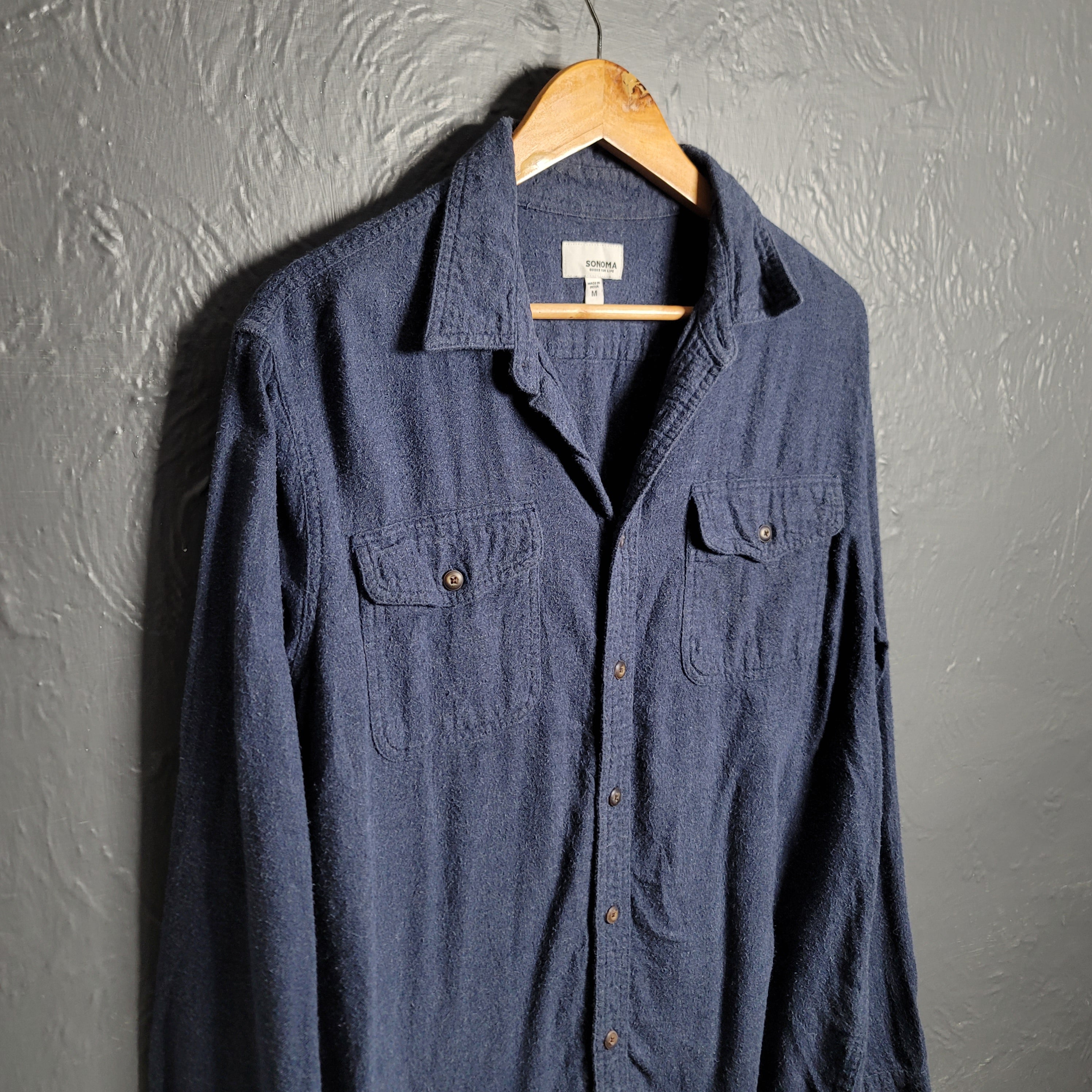 Sonoma Navy Casual Long Sleeve Button Shirt