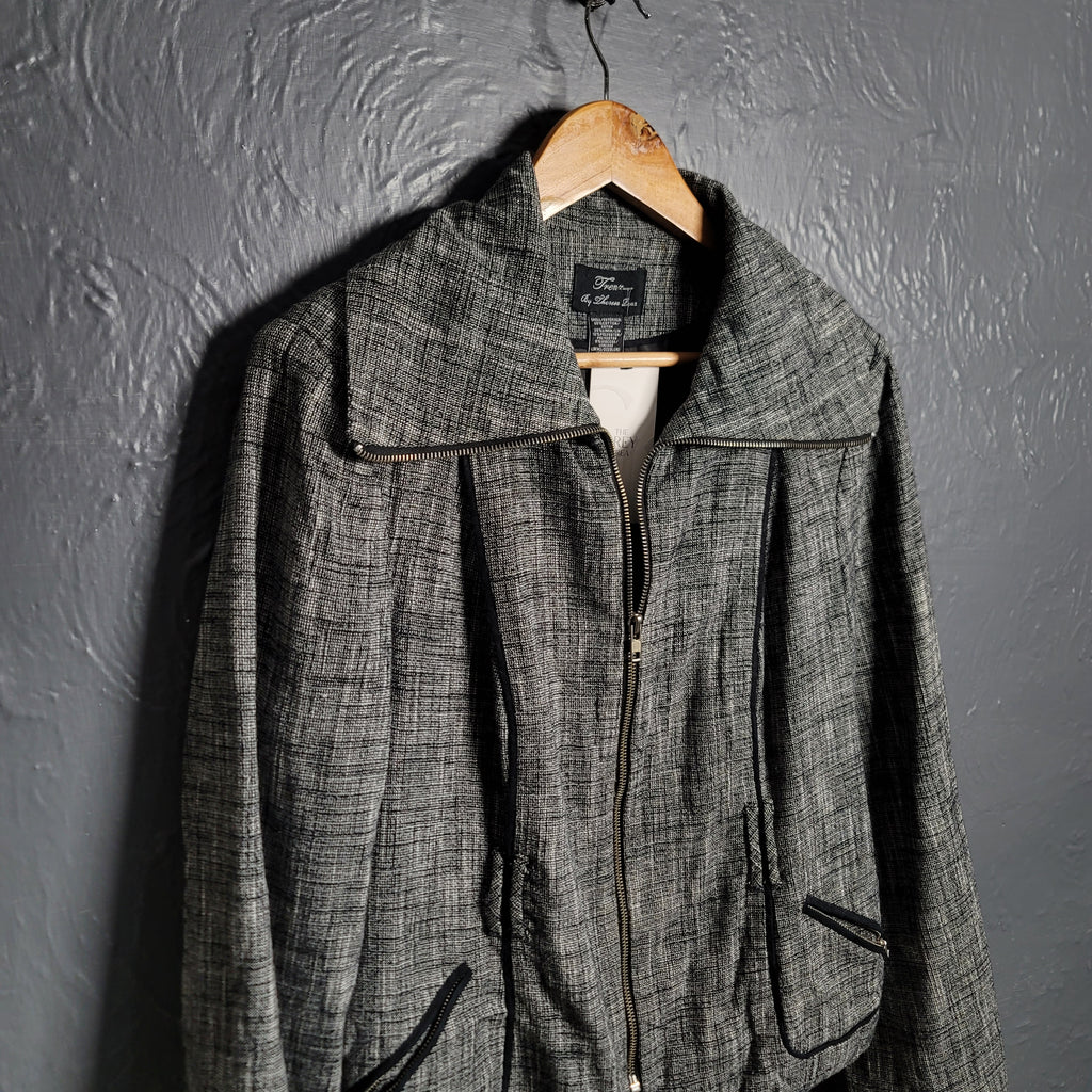 Trenz by Theresa Grey Linen Blend Knit Jacket