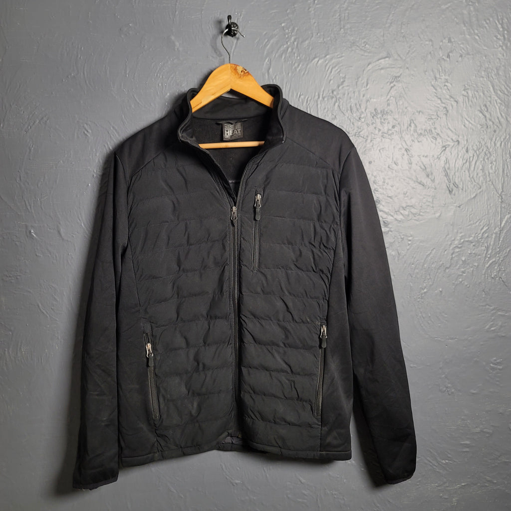 32 Degrees Men's Mixed Media Jacket with Full Zipper Closure and Zippered Pockets