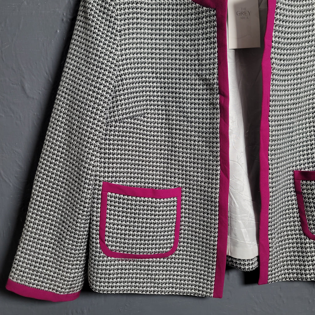 Nine West Houndstooth Lined Open Front Office Blazer