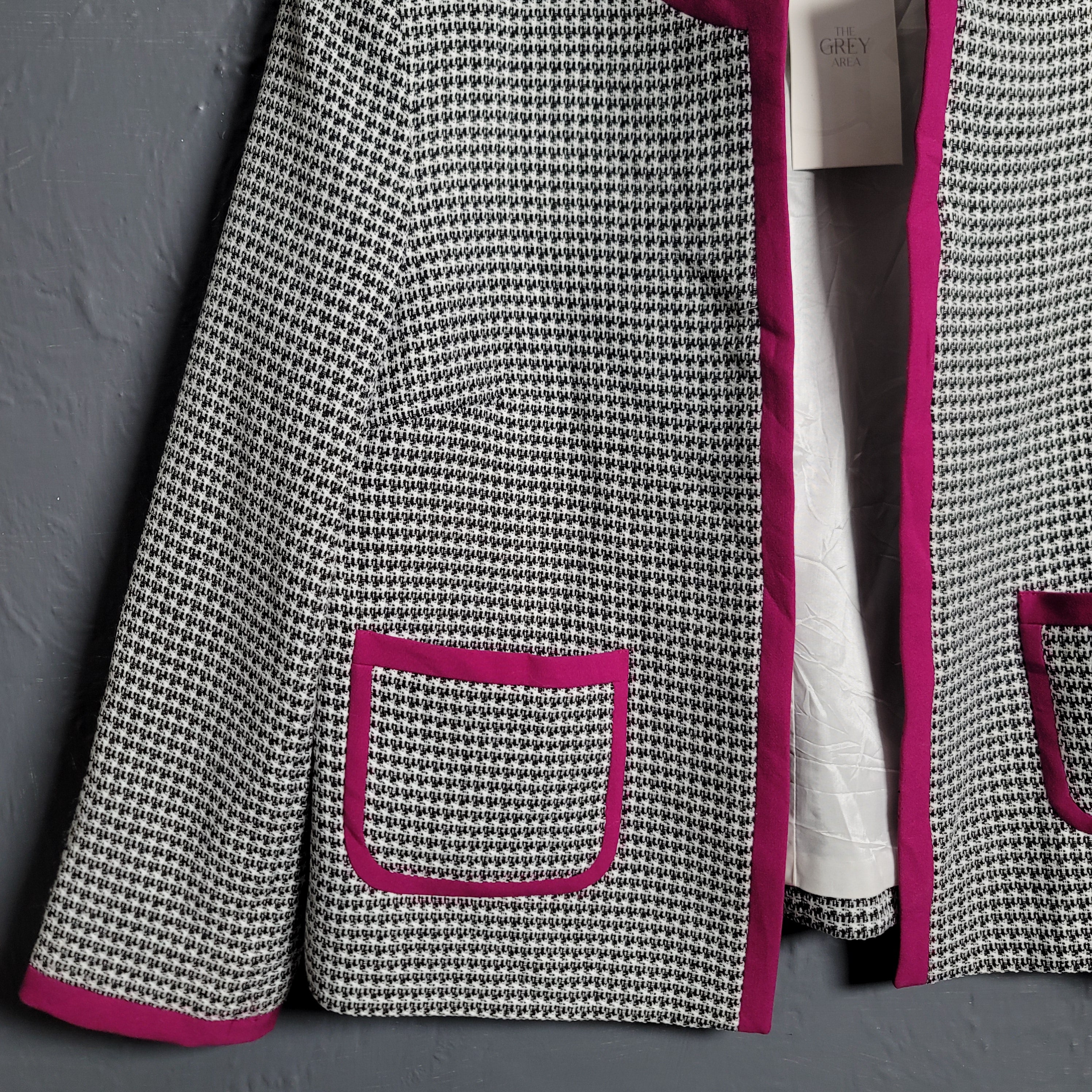 Nine West Houndstooth Lined Open Front Office Blazer