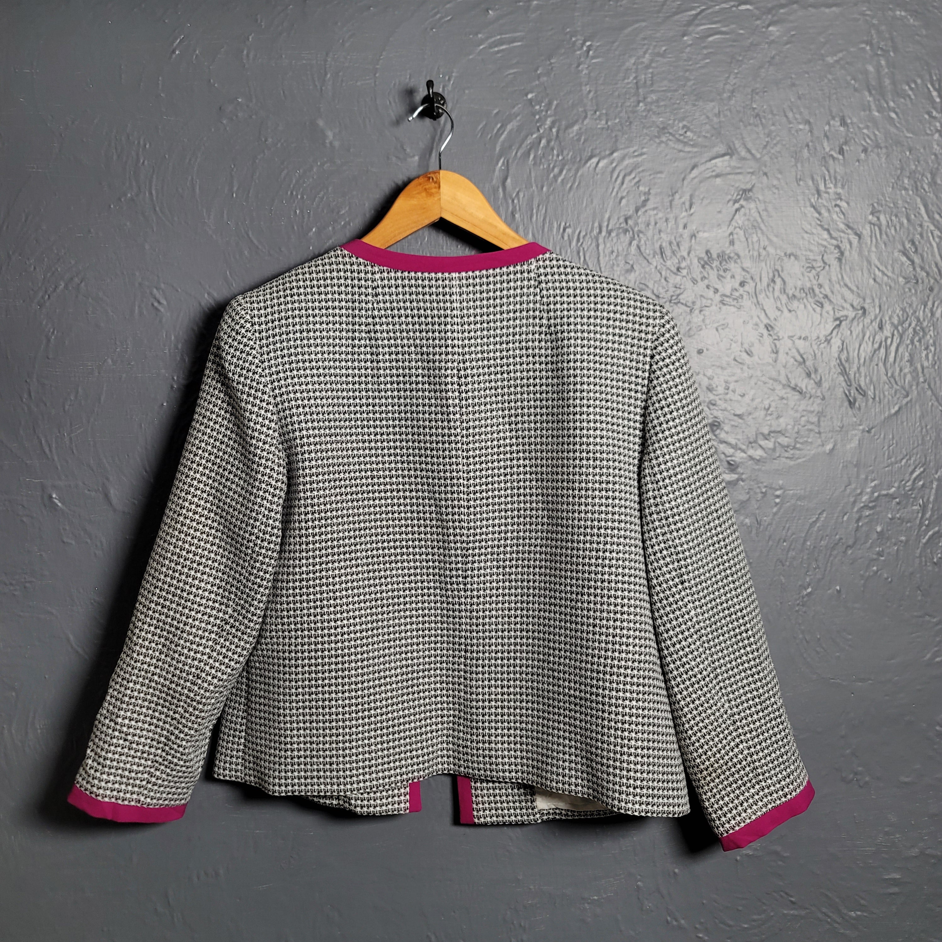 Nine West Houndstooth Lined Open Front Office Blazer