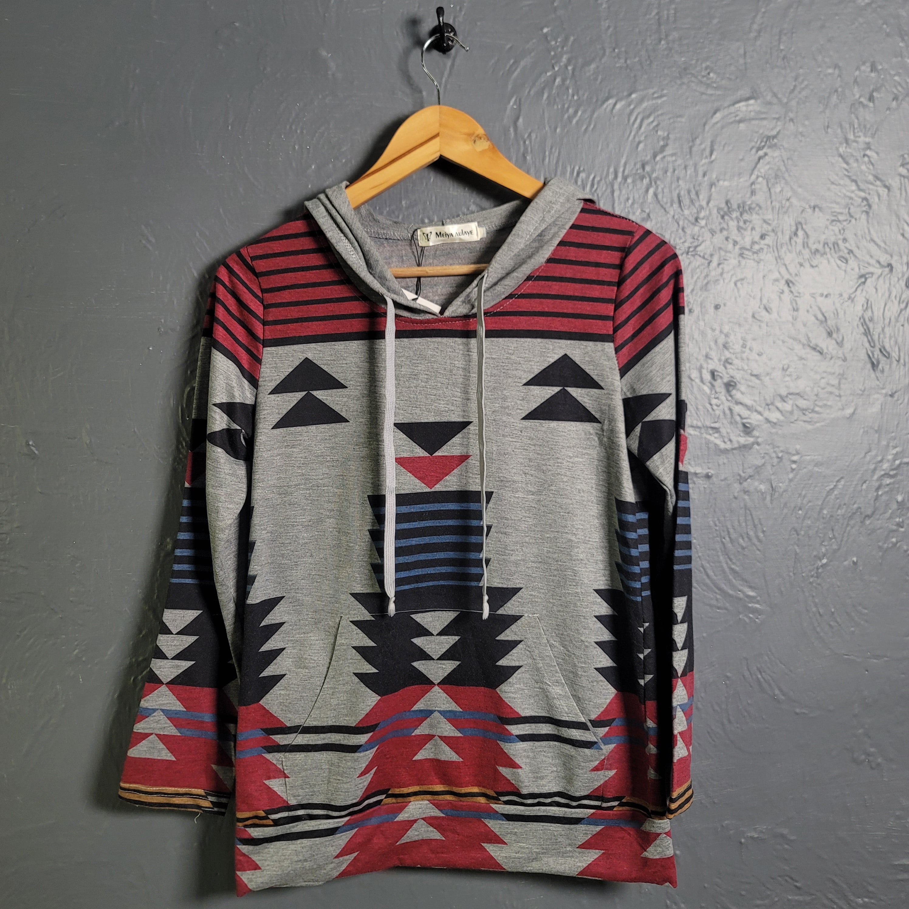 Women's Retro Pullover Hoodie Geometric Pattern