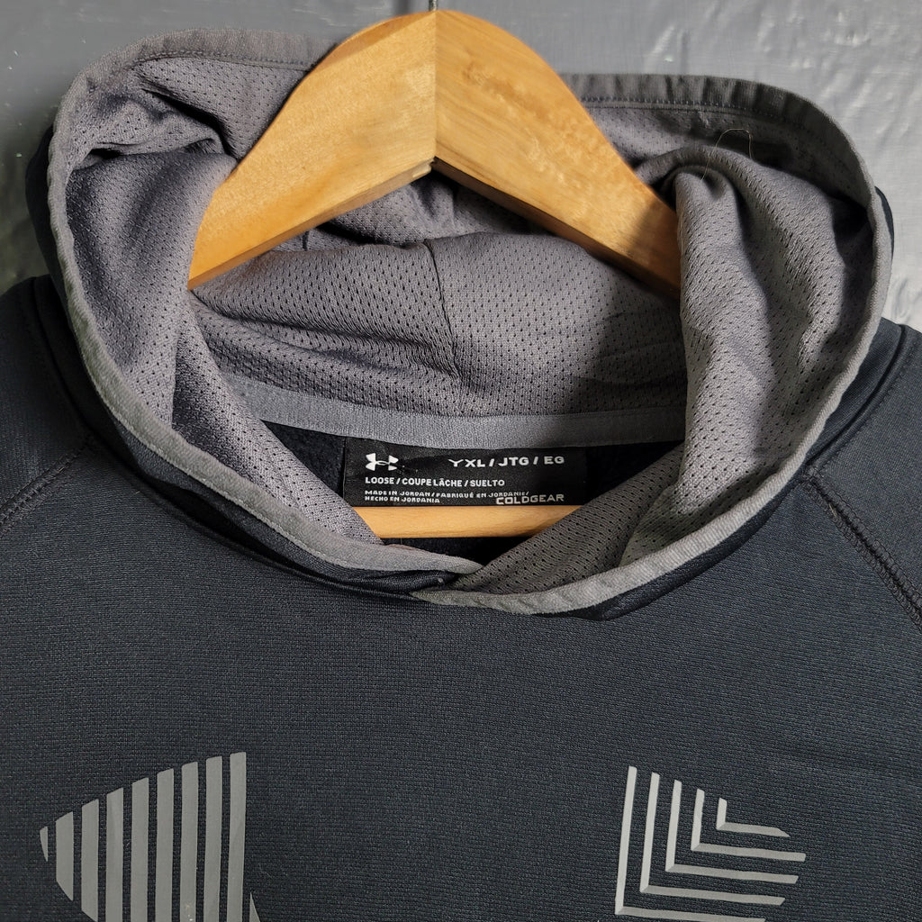 Under Armour Black/Gray loose fit pull over hooded sweatshirt