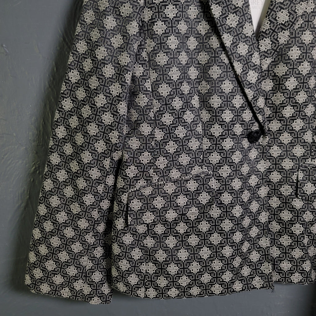 Women's Anna Klein Black and Silver Patterned Designer Blazer
