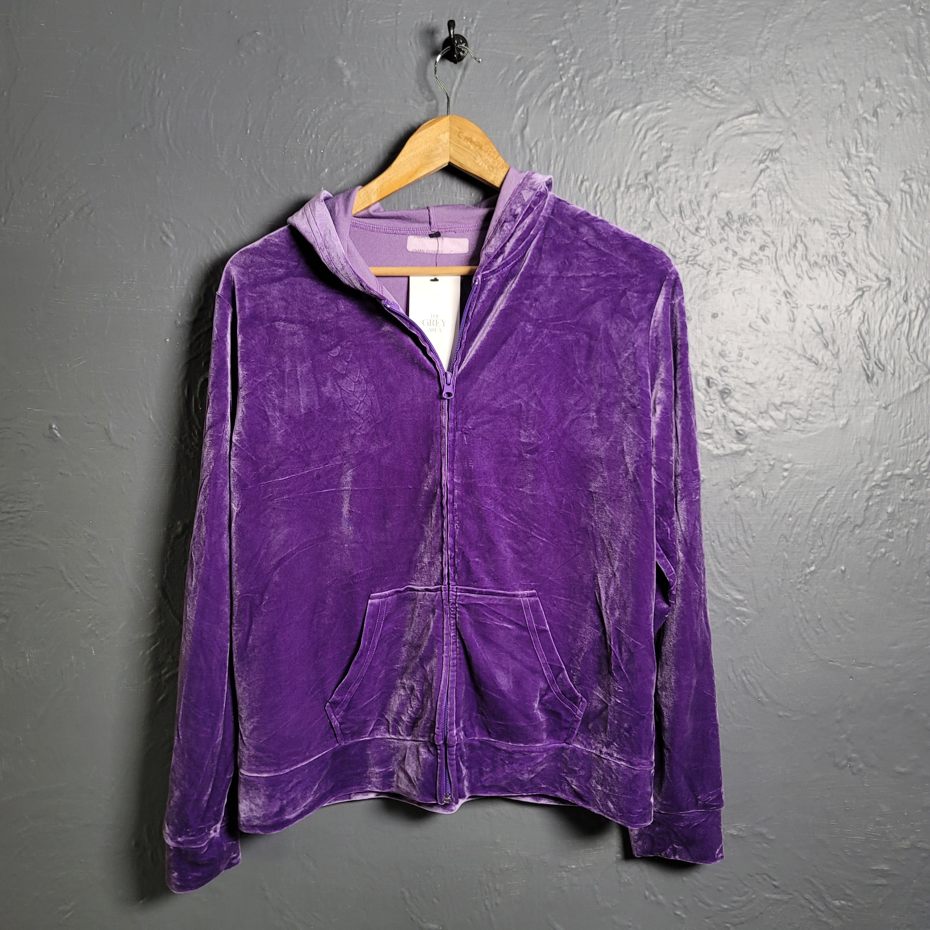 Vintage Vivian Purple Velour Full Zip Track Jacket Hoodie