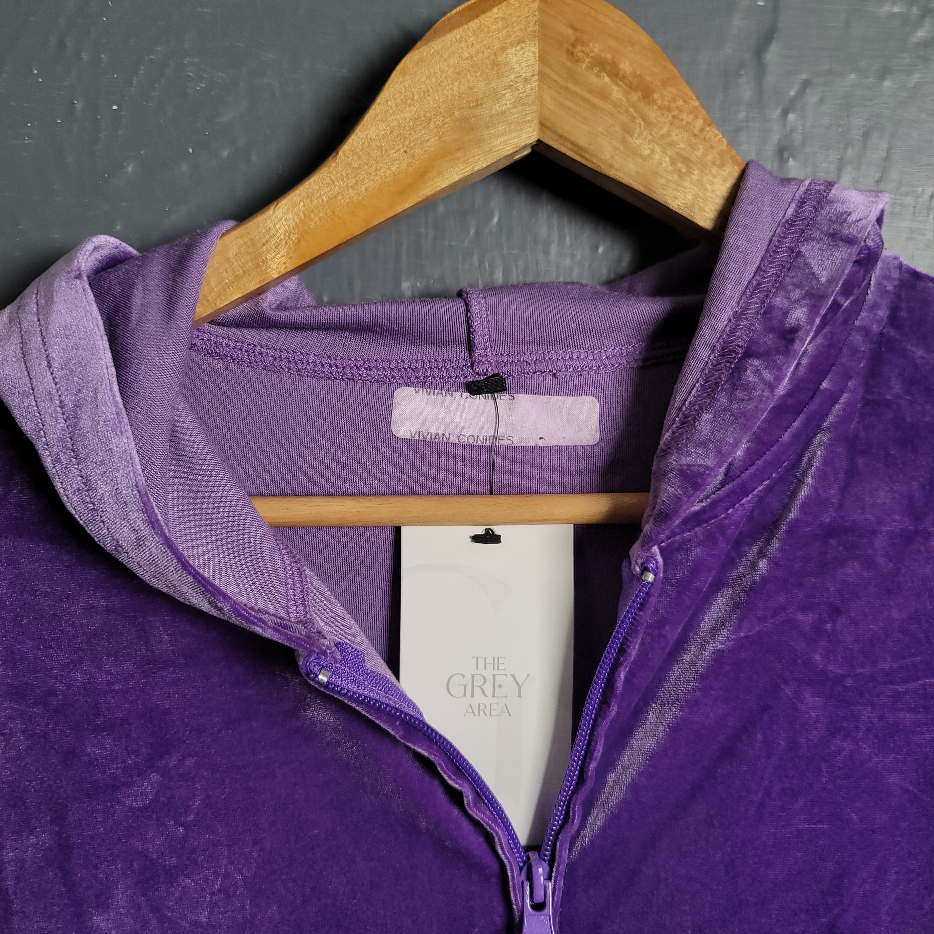 Vintage Vivian Purple Velour Full Zip Track Jacket Hoodie