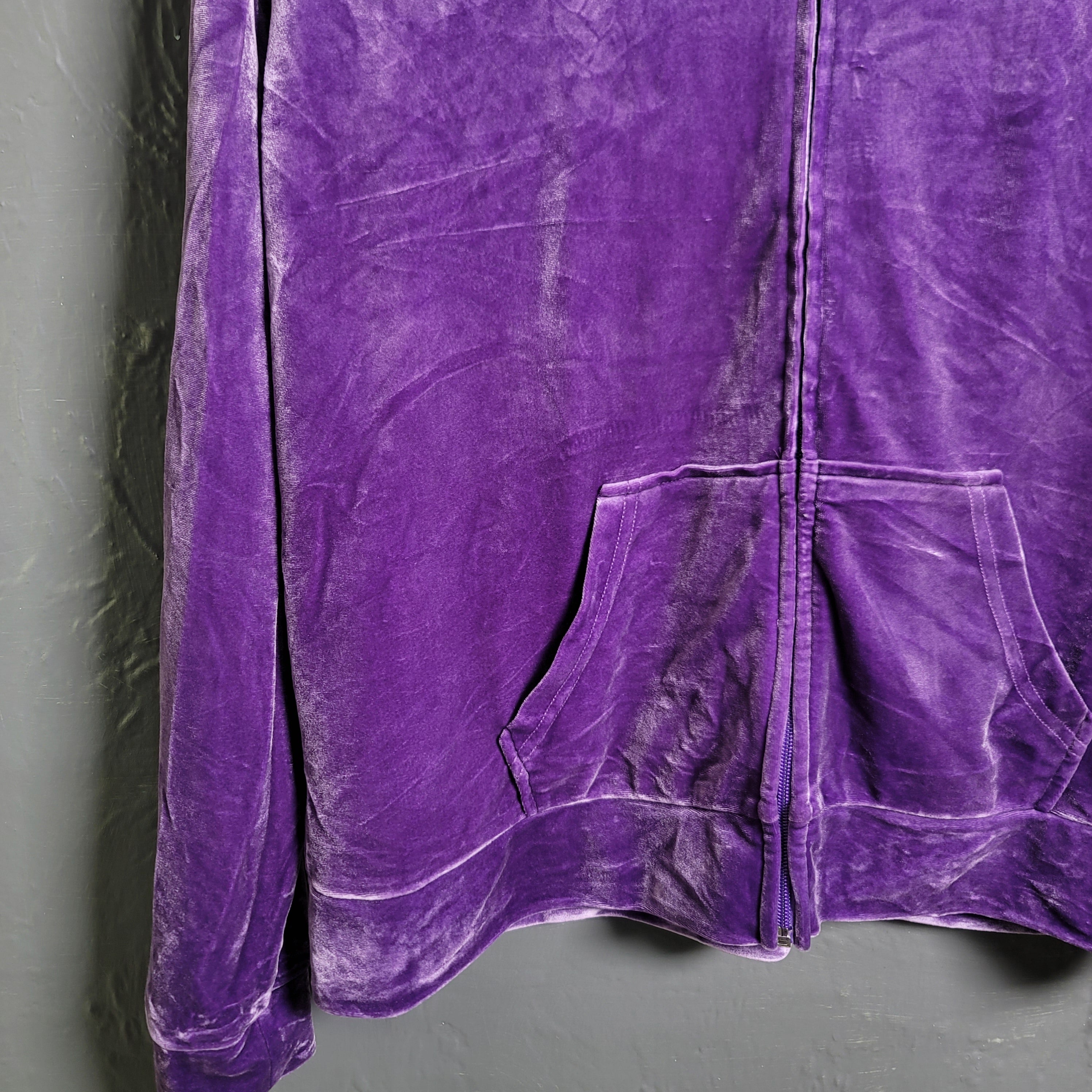 Vintage Vivian Purple Velour Full Zip Track Jacket Hoodie