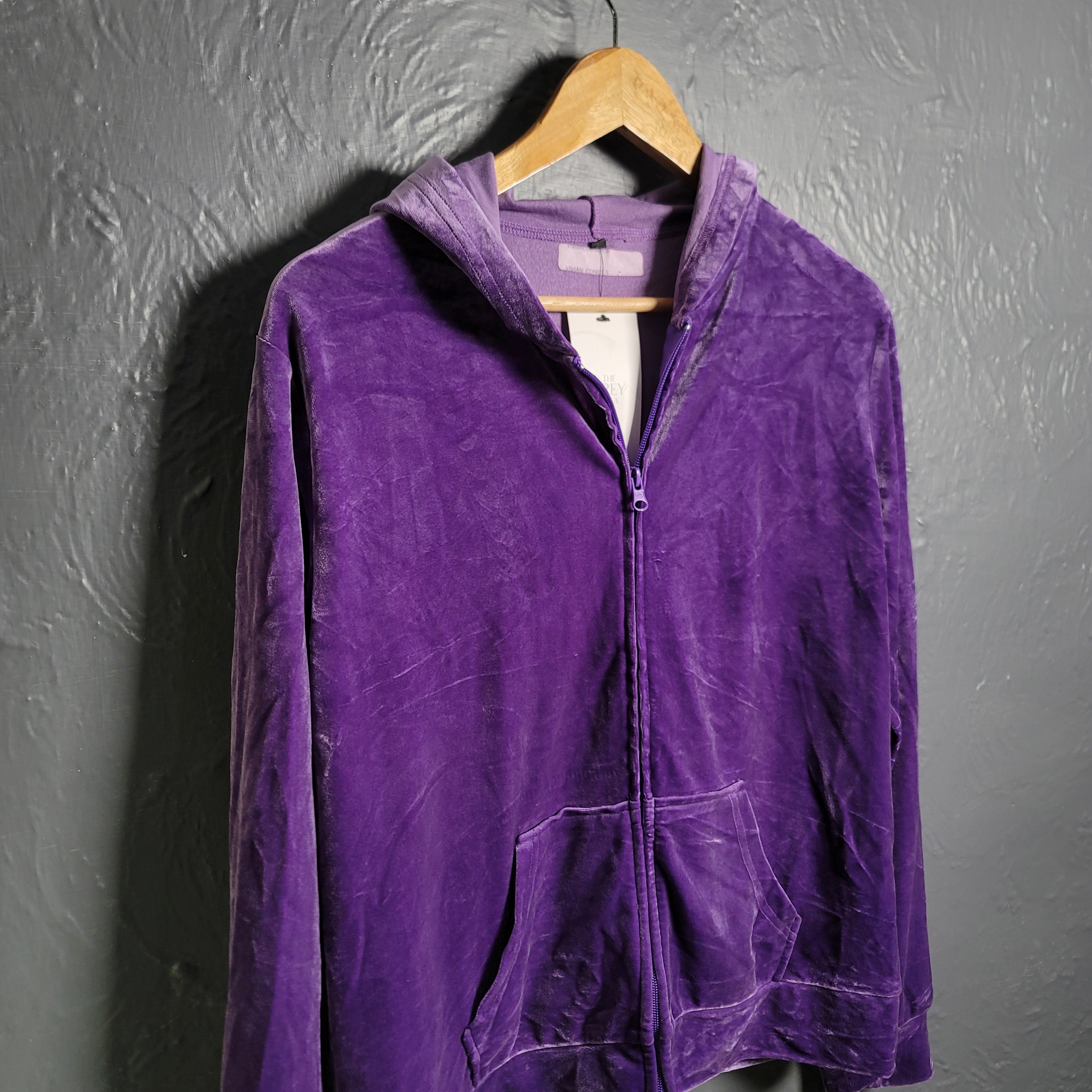 Vintage Vivian Purple Velour Full Zip Track Jacket Hoodie