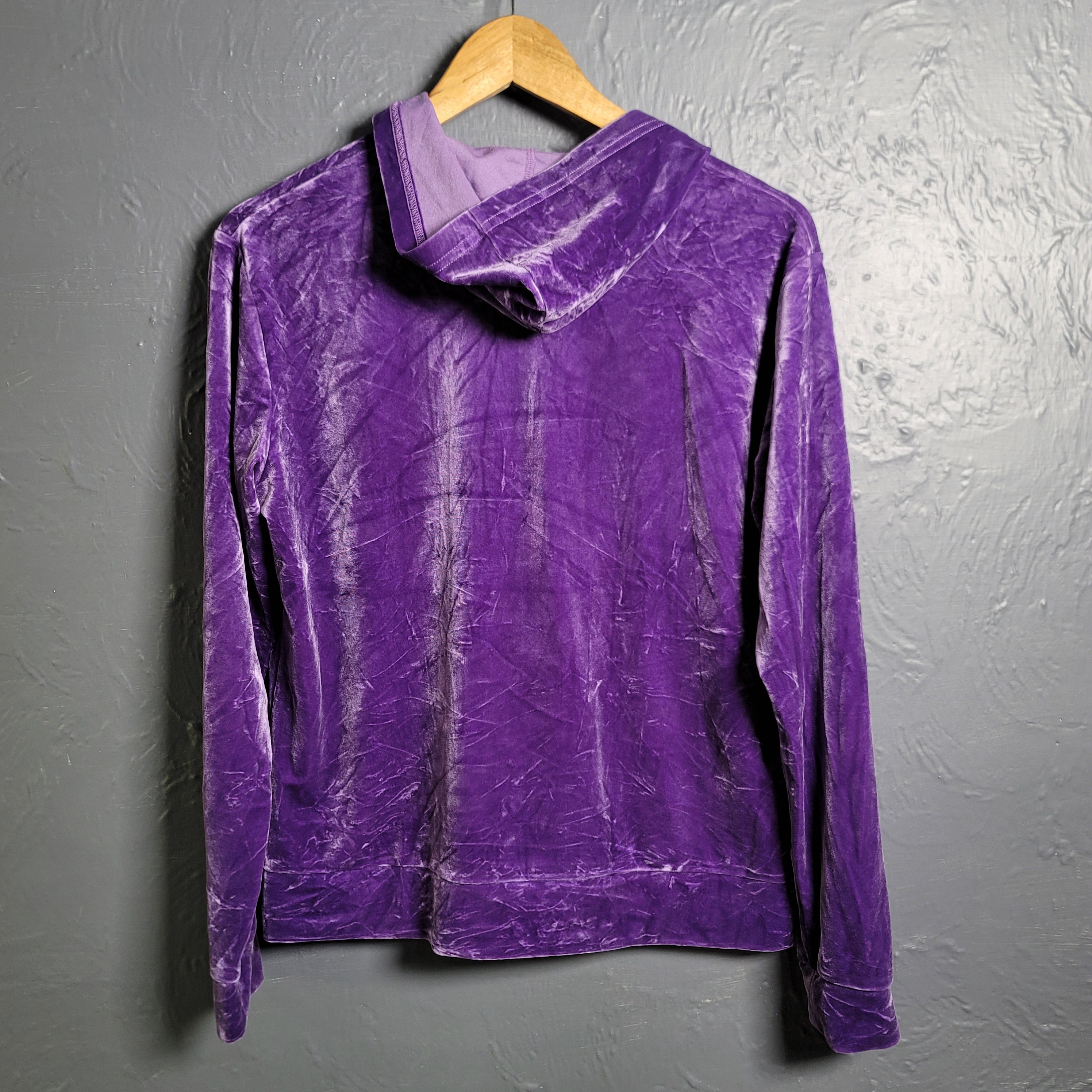 Vintage Vivian Purple Velour Full Zip Track Jacket Hoodie