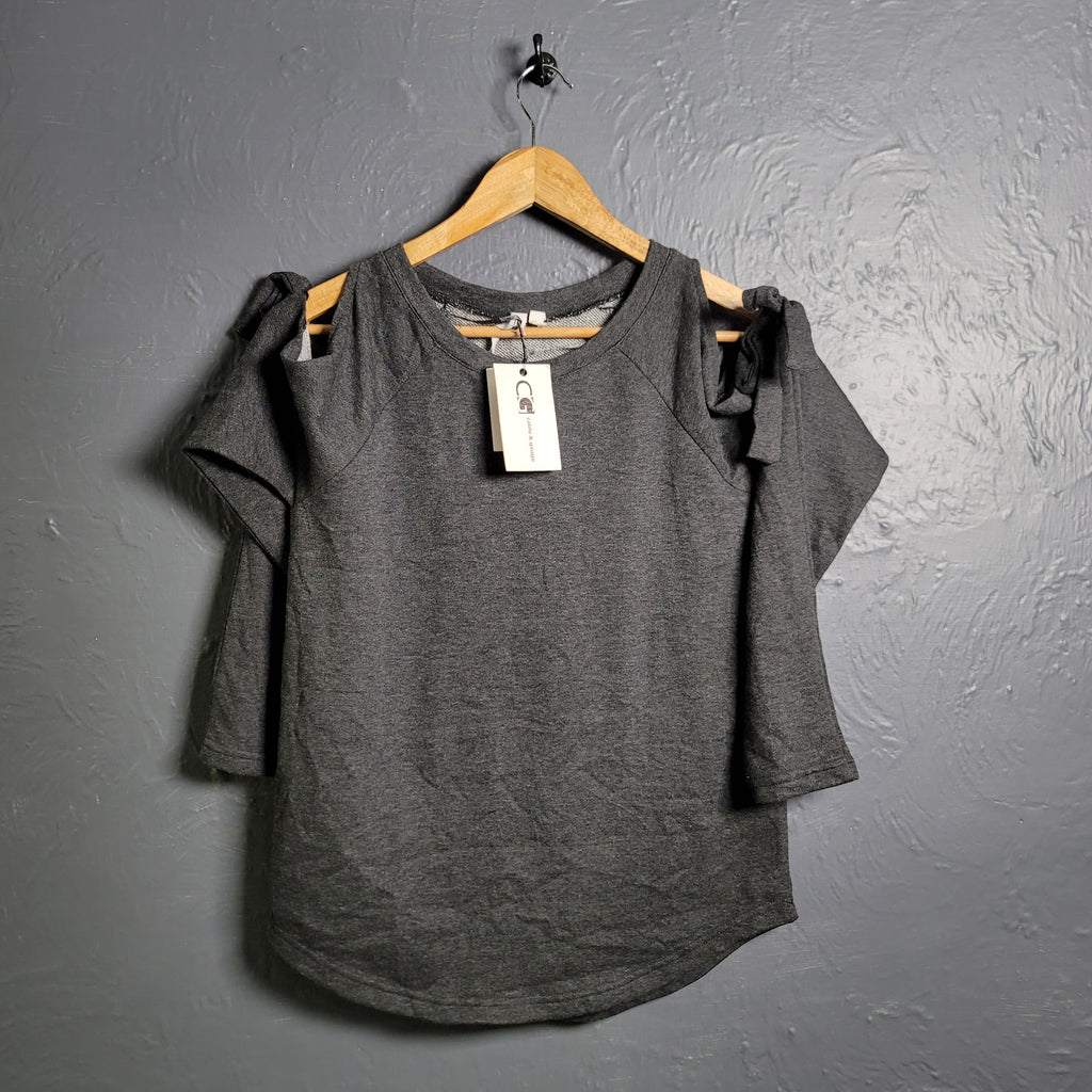 Brand New Cable & Gauge Cold Shoulder Bow Sweatshirt