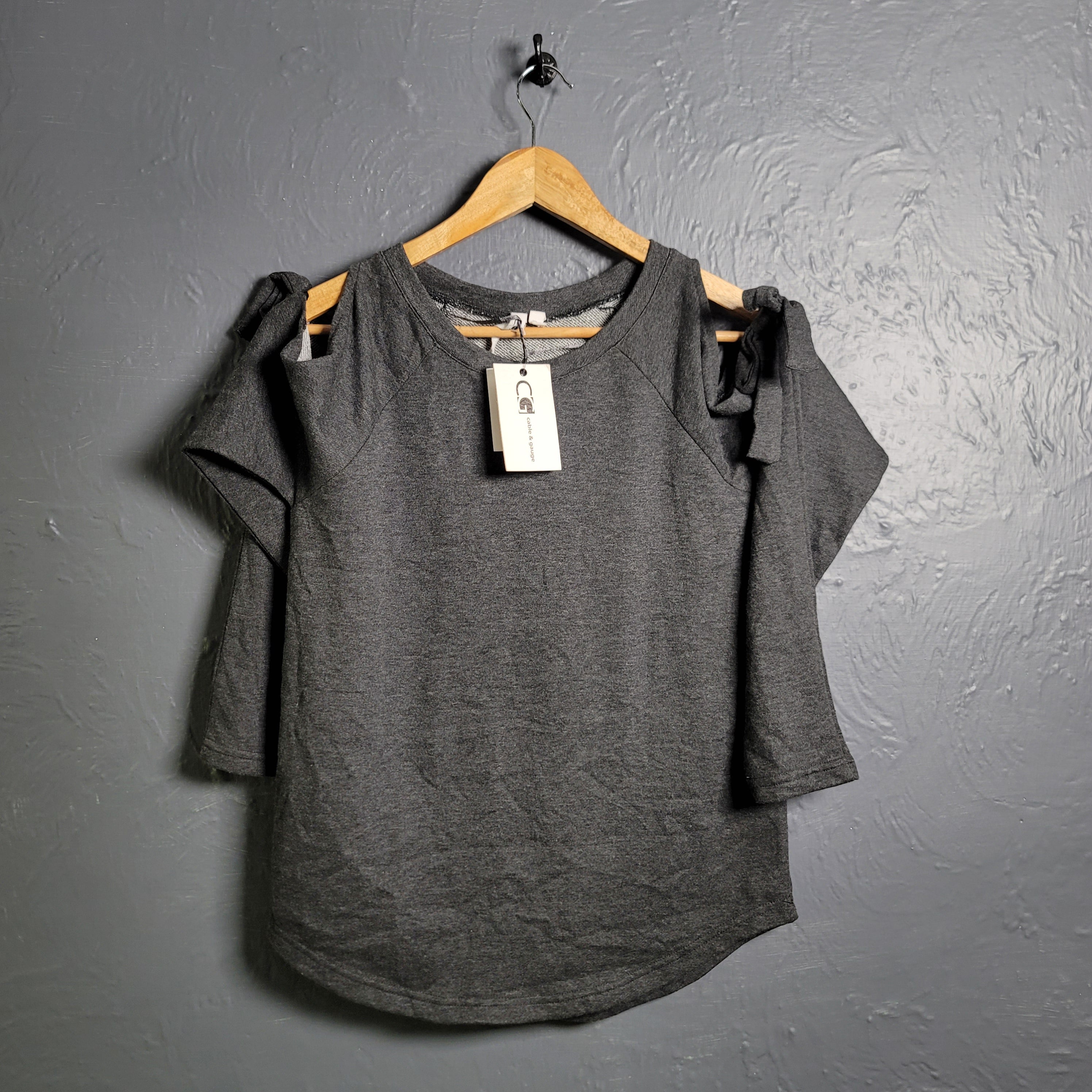 Brand New Cable & Gauge Cold Shoulder Bow Sweatshirt