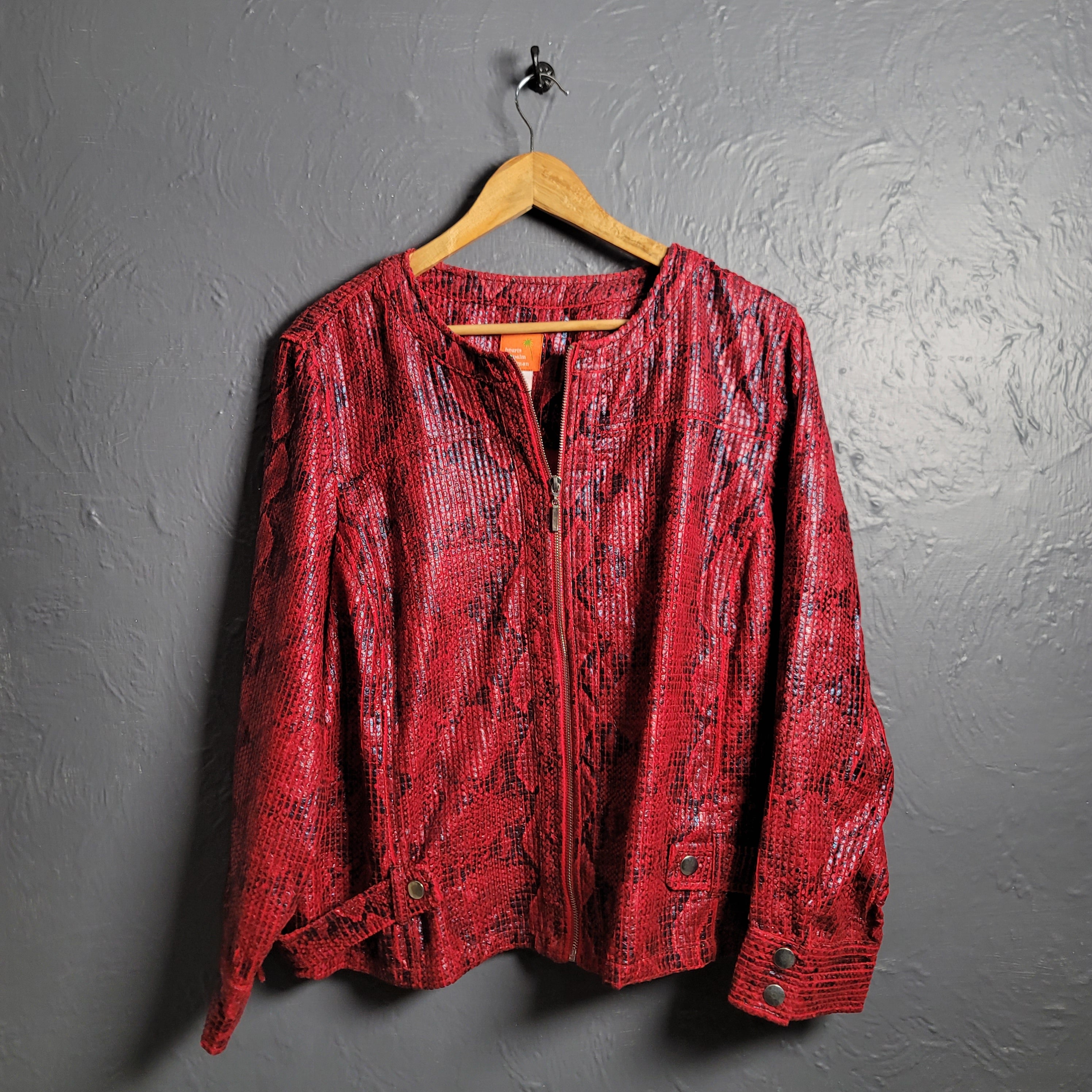 Red Python Textured Hearts of Palm  Fashion Jacket