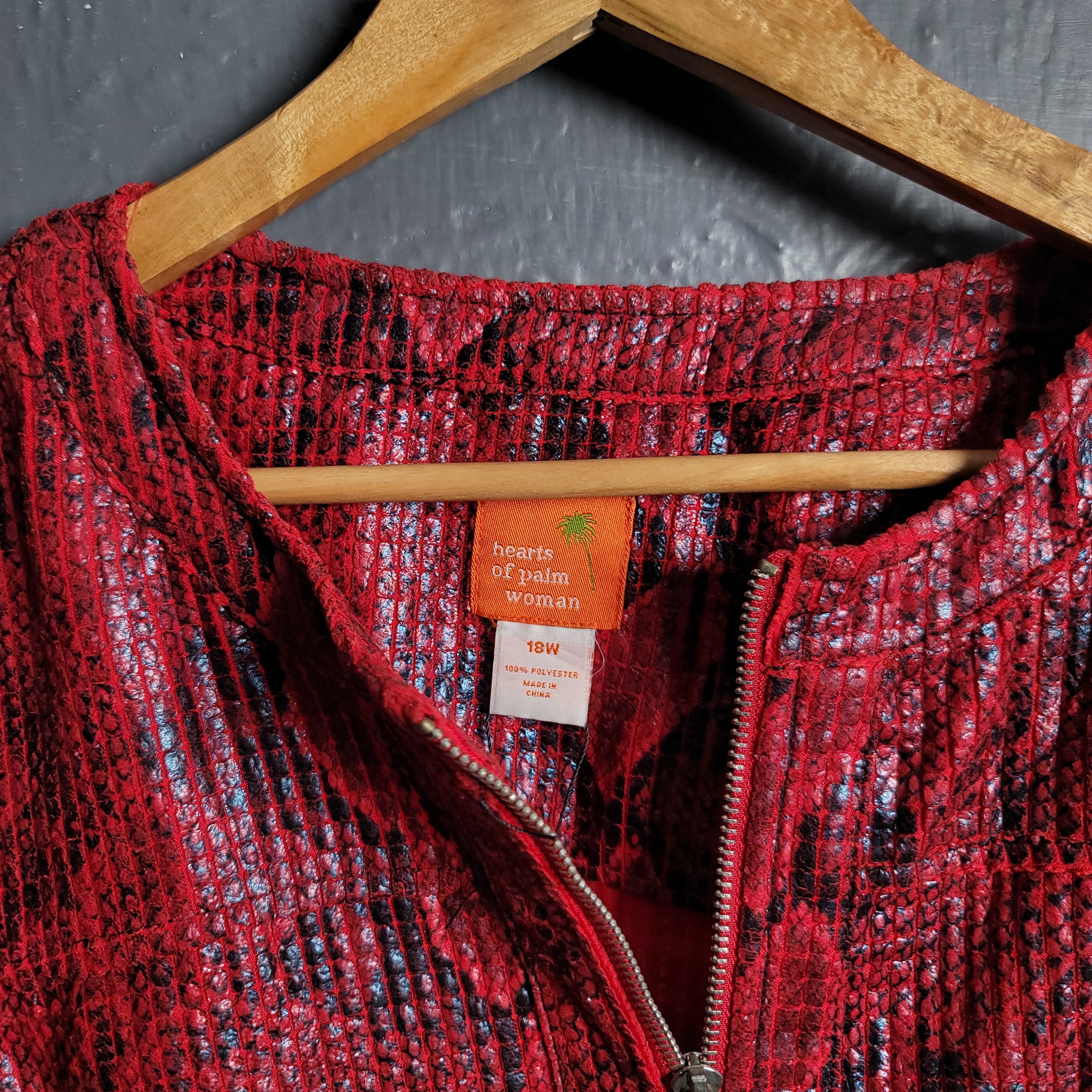 Red Python Textured Hearts of Palm  Fashion Jacket