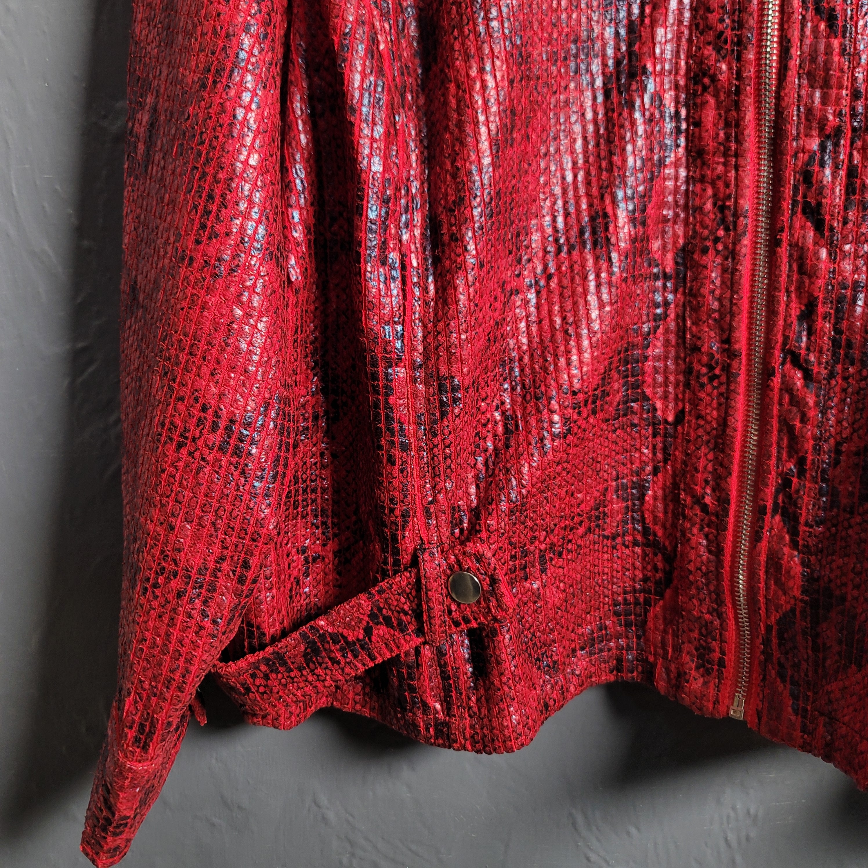 Red Python Textured Hearts of Palm  Fashion Jacket