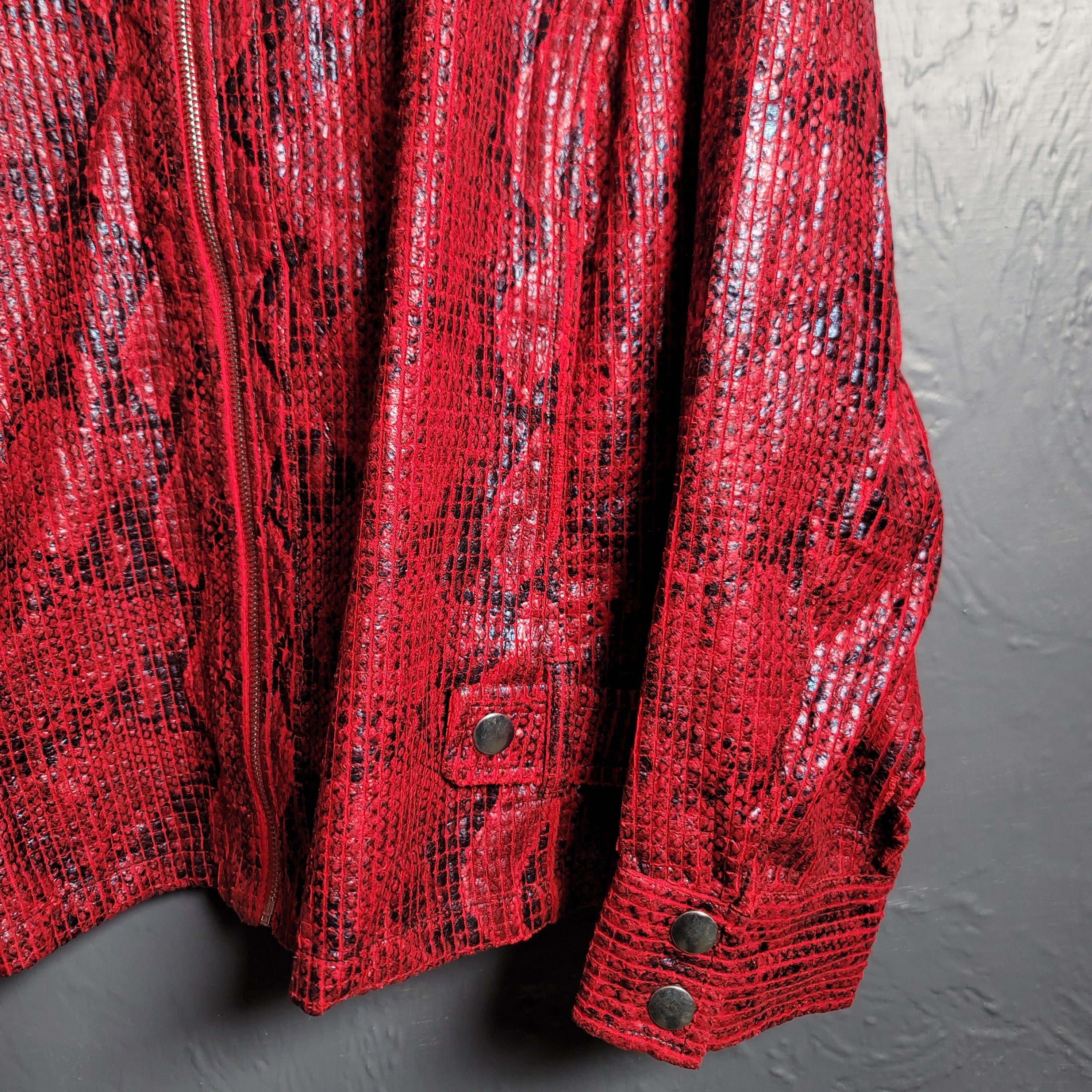 Red Python Textured Hearts of Palm  Fashion Jacket