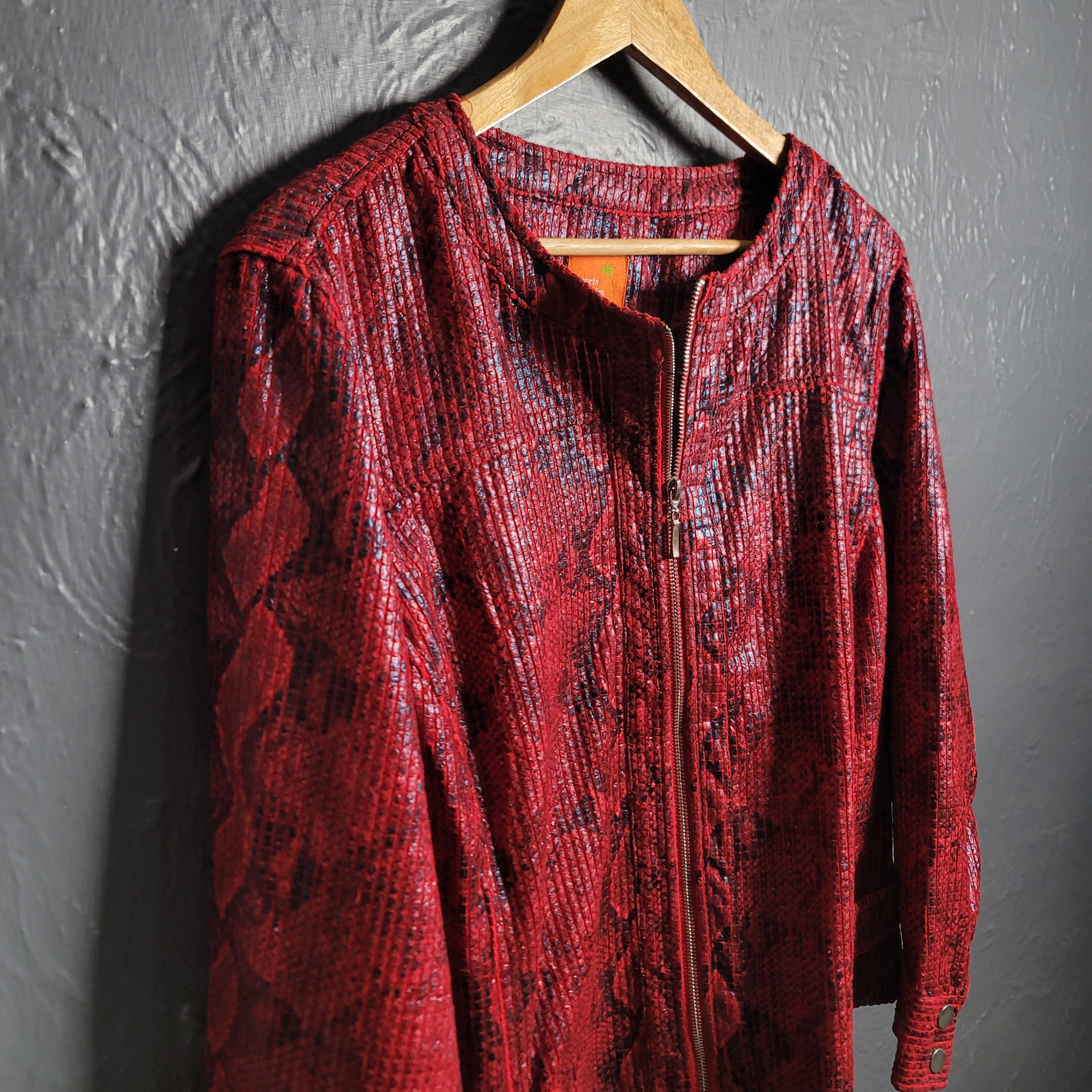 Red Python Textured Hearts of Palm  Fashion Jacket