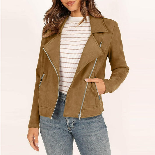 Women's Philosophy Faux Suede Biker Jacket - THE GREY AREA