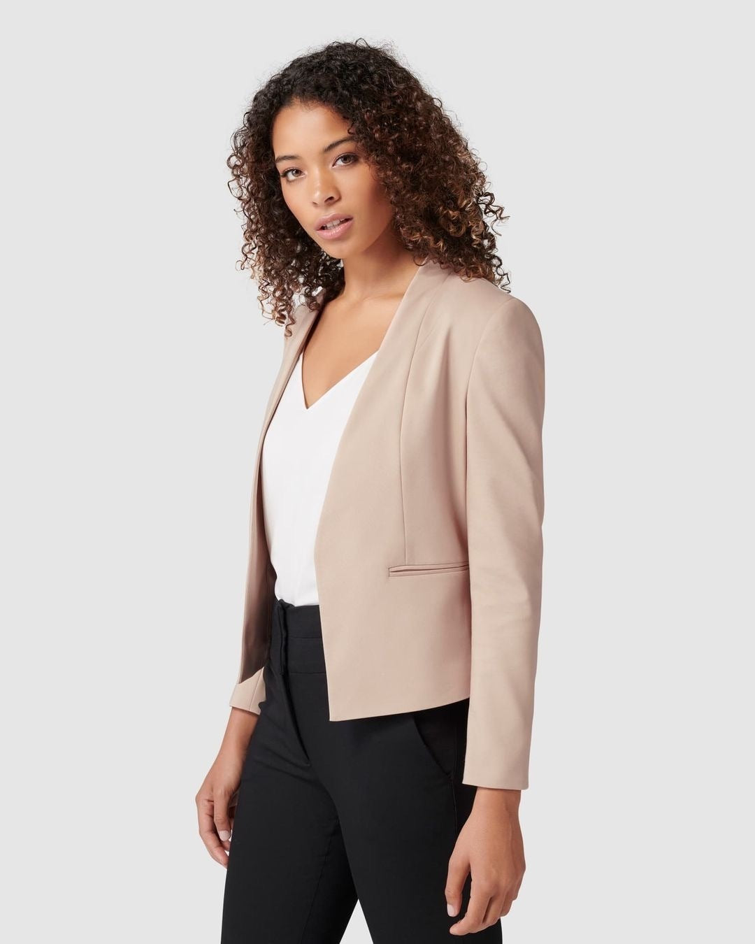 Women's H&M cream fitted blazer jacket - THE GREY AREA