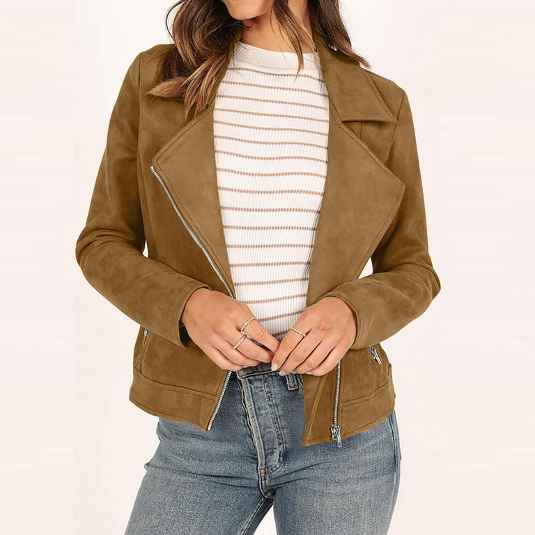 Women's Philosophy Faux Suede Biker Jacket - THE GREY AREA