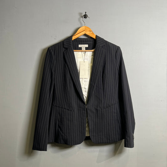 Black Pin striped Blazer (H&M) - THE GREY AREA