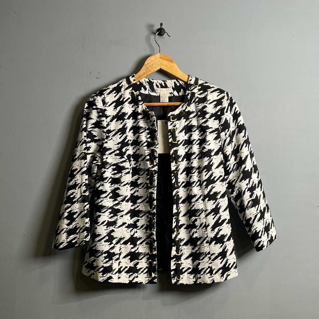 Chic houndstooth tweed blazer (Tweedw) - THE GREY AREA