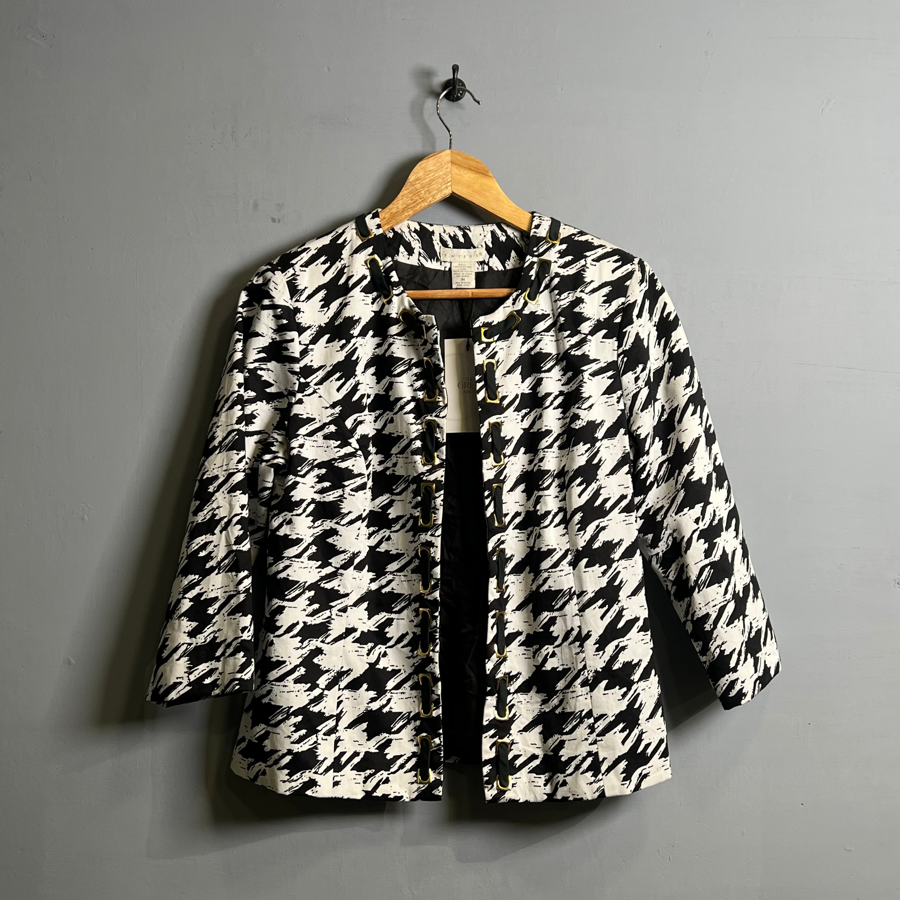 Chic houndstooth tweed blazer (Tweedw) - THE GREY AREA