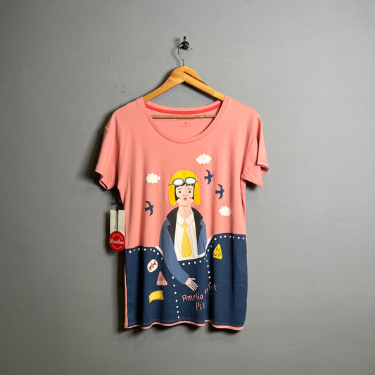 PINK "AMELIA EARHART PILOT"  Graphic Tshirt (Picolina) - THE GREY AREA