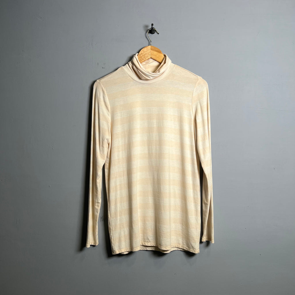 White and yellow striped Turtleneck longsleeves T-shirt (DownEast) - THE GREY AREA
