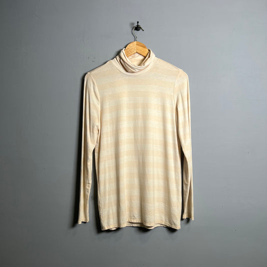 White and yellow striped Turtleneck longsleeves T-shirt (DownEast) - THE GREY AREA