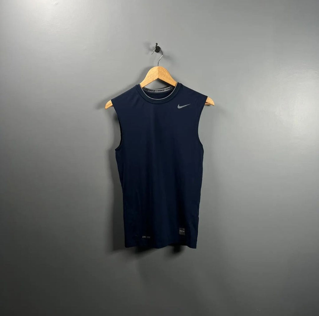 Navy Blue Dri-Fit compression sleevless sport T-shirt - THE GREY AREA