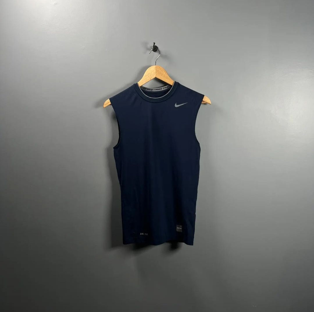 Navy Blue Dri-Fit compression sleevless sport T-shirt - THE GREY AREA